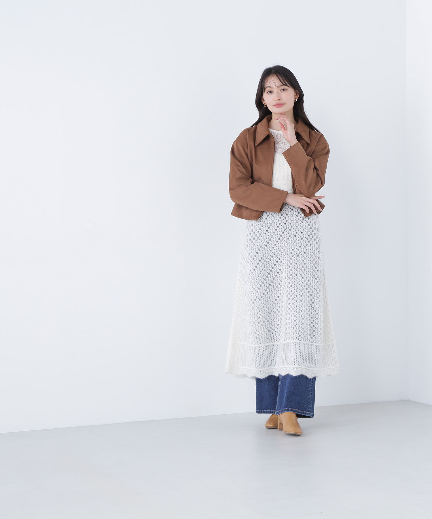  「ステンカラーフェイクスエードブルゾン」|ブルゾン・スタジャン|