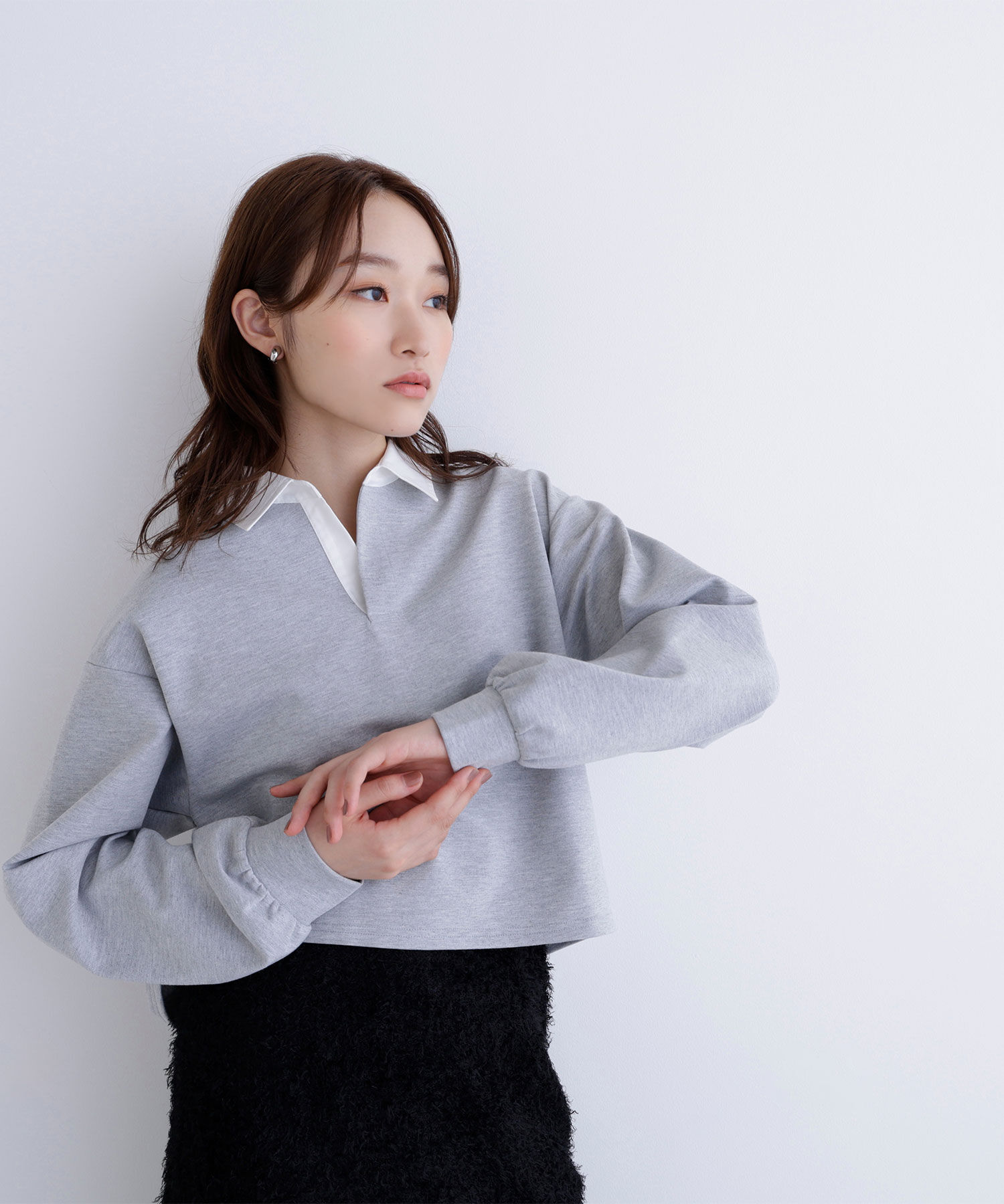  「クロップドポロカラートップス」|Tシャツ・カットソー|