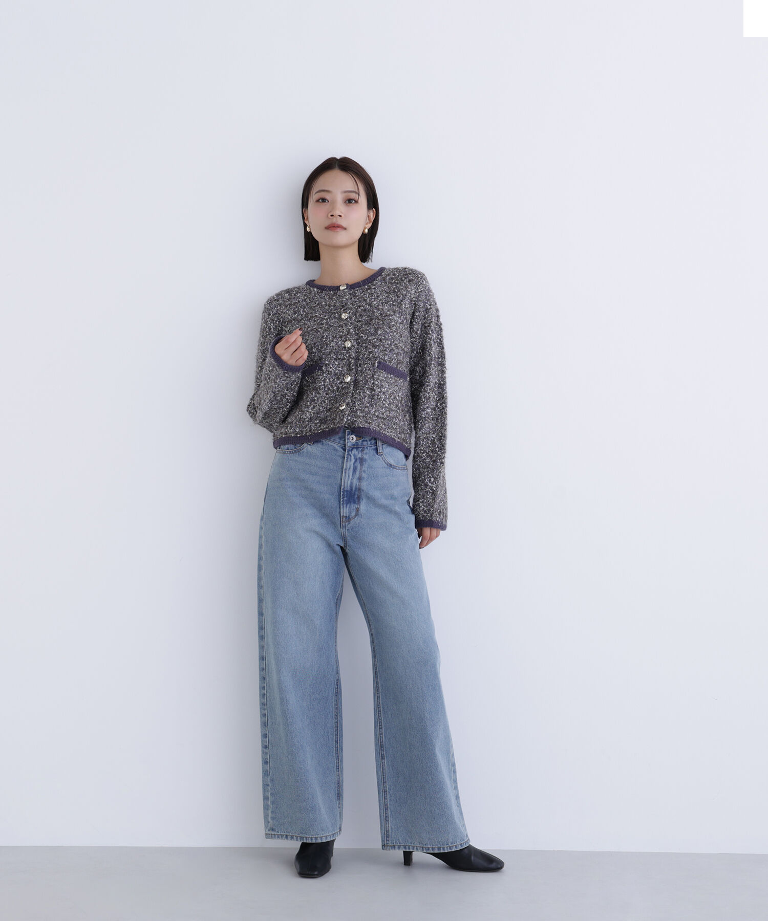  「ラメツイードニットジャケット」|ニット・セーター|