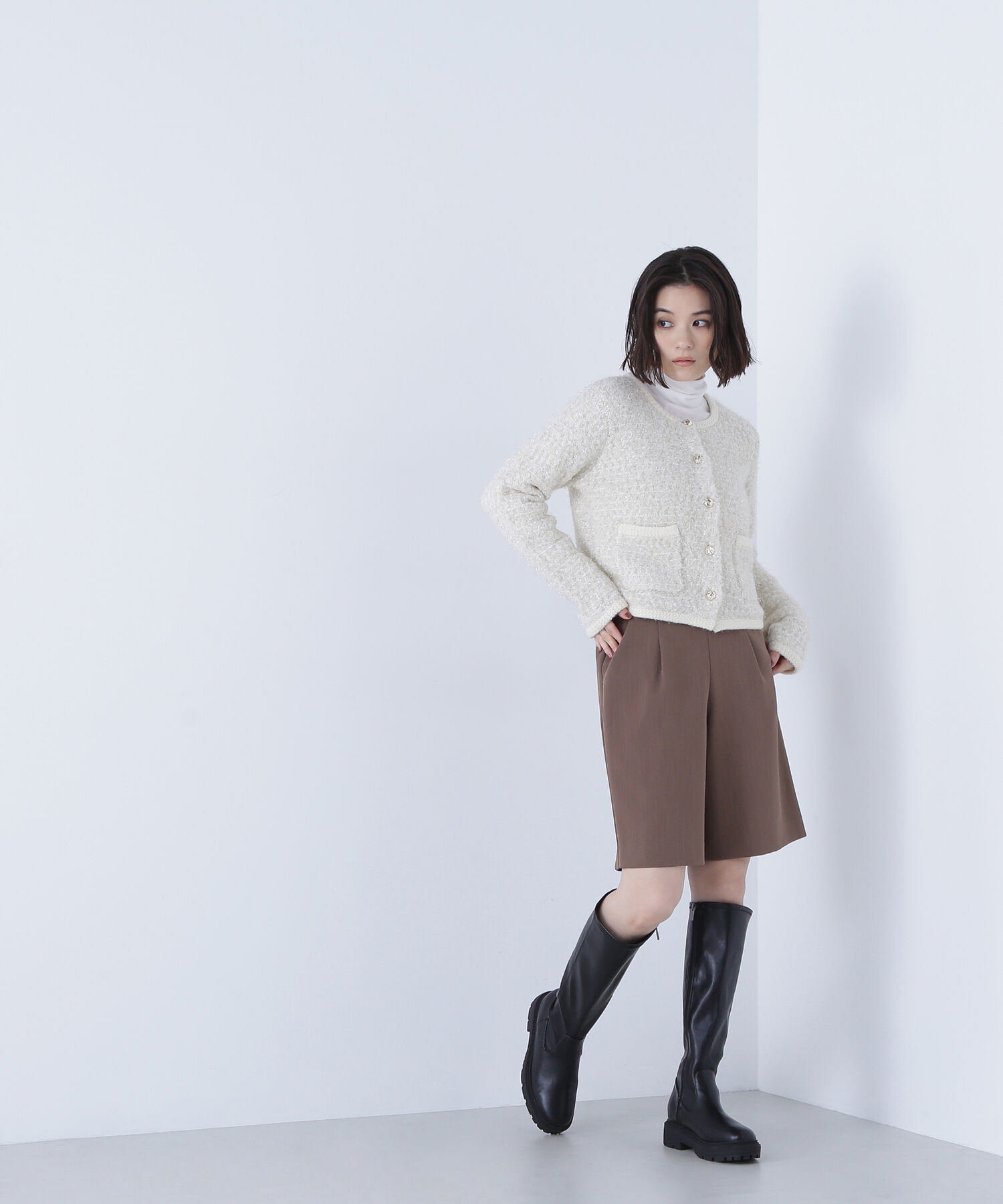  「ラメツイードニットジャケット」|ニット・セーター|