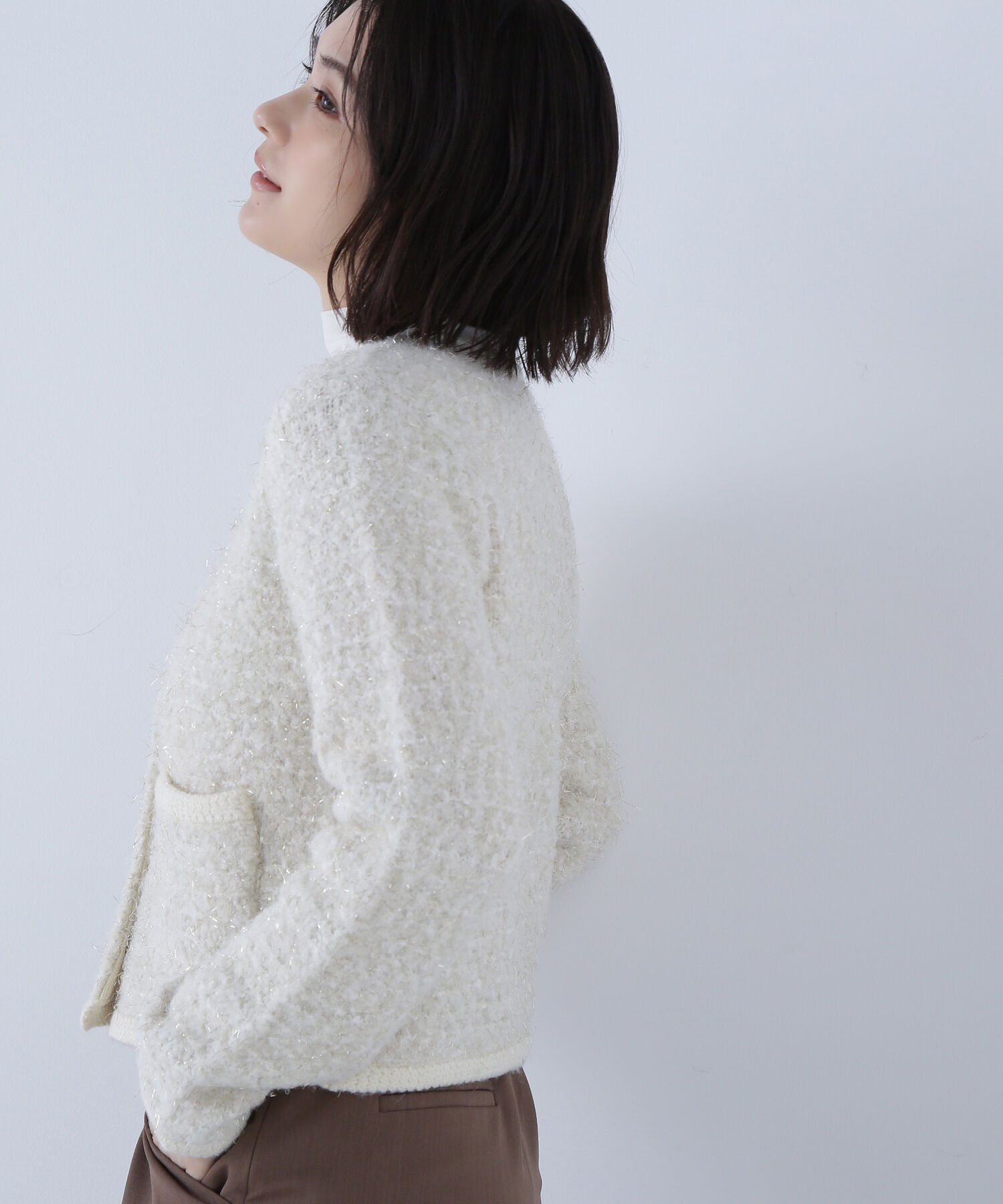  「ラメツイードニットジャケット」|ニット・セーター|