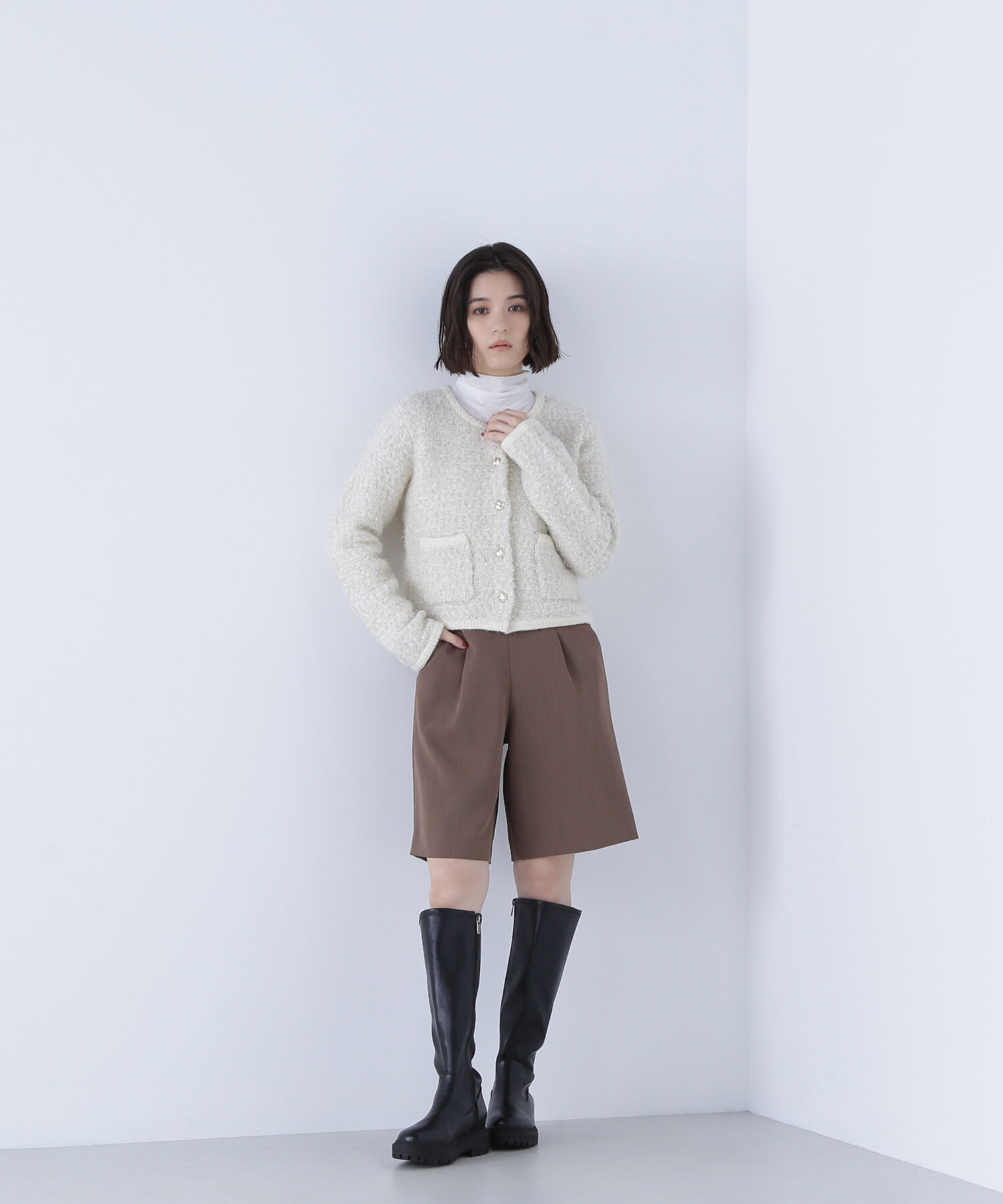  「ラメツイードニットジャケット」|ニット・セーター|