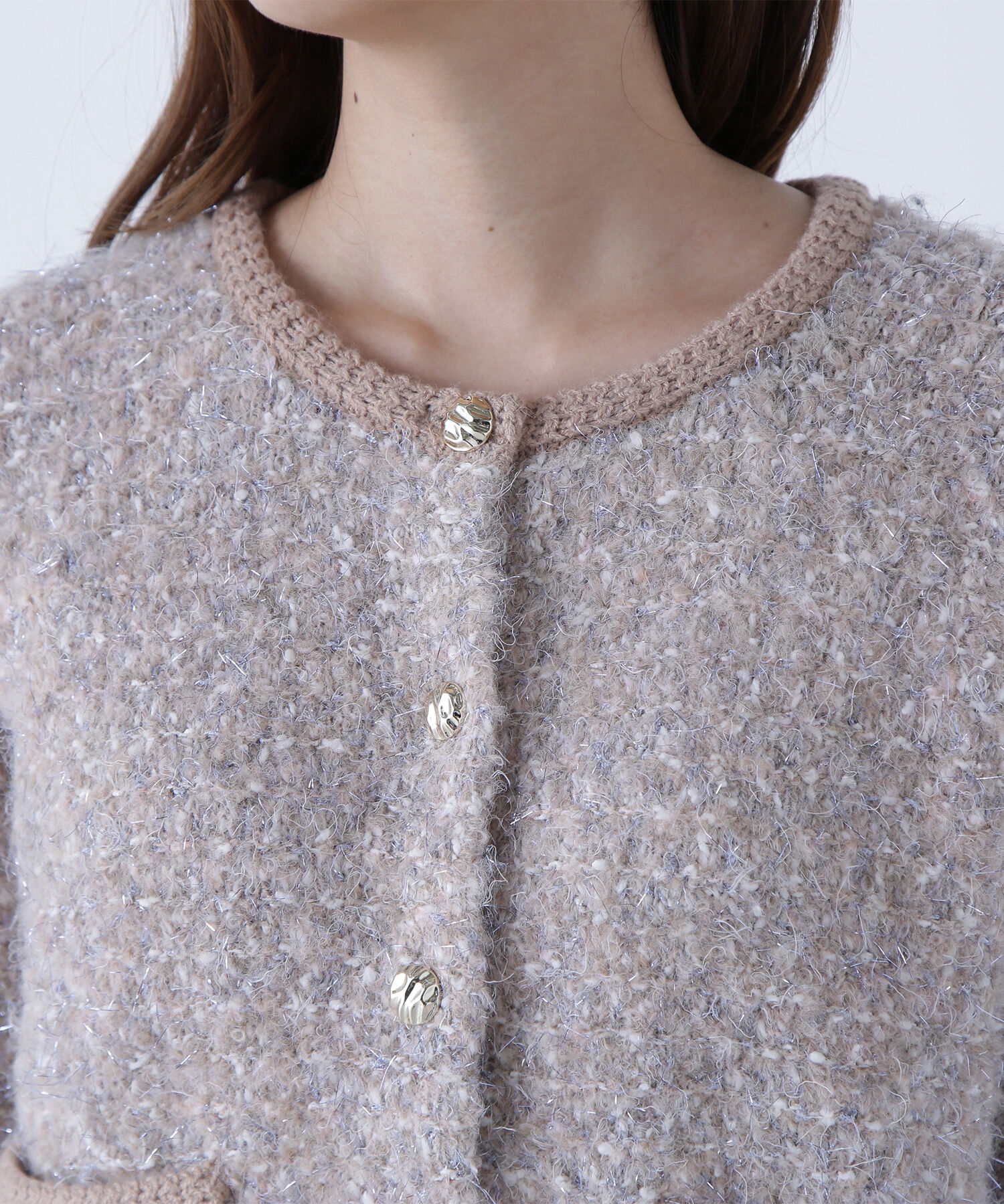  「ラメツイードニットジャケット」|ニット・セーター|