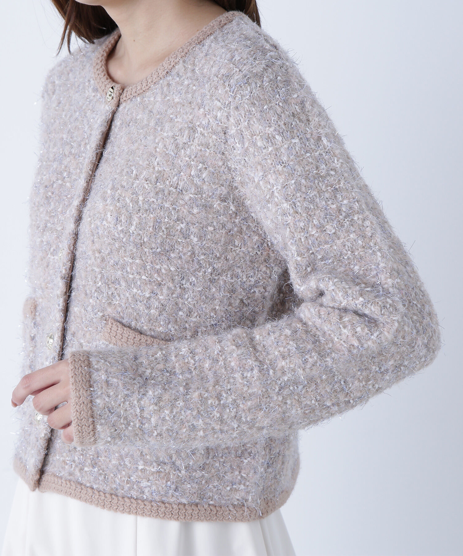  「ラメツイードニットジャケット」|ニット・セーター|