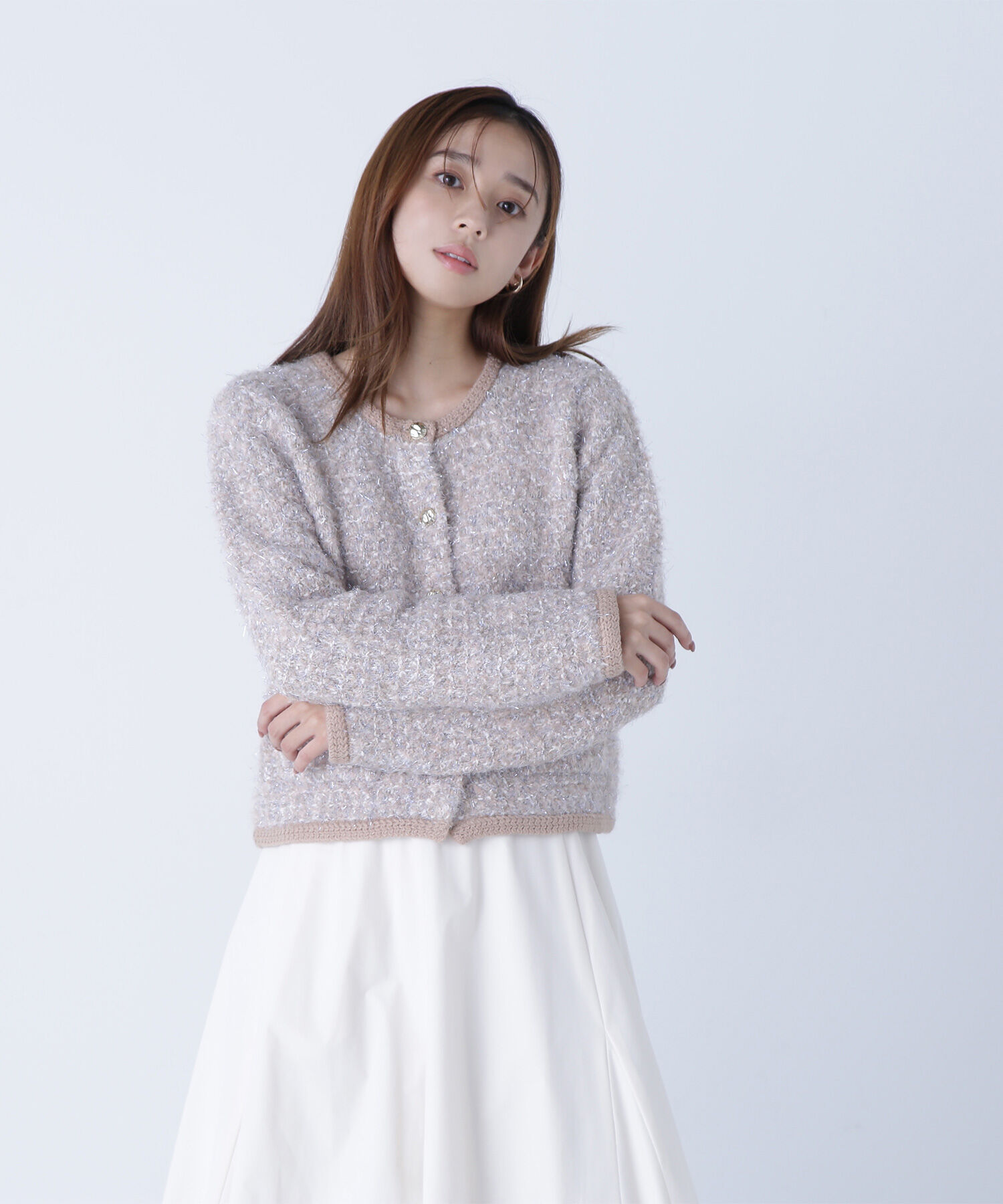  「ラメツイードニットジャケット」|ニット・セーター|