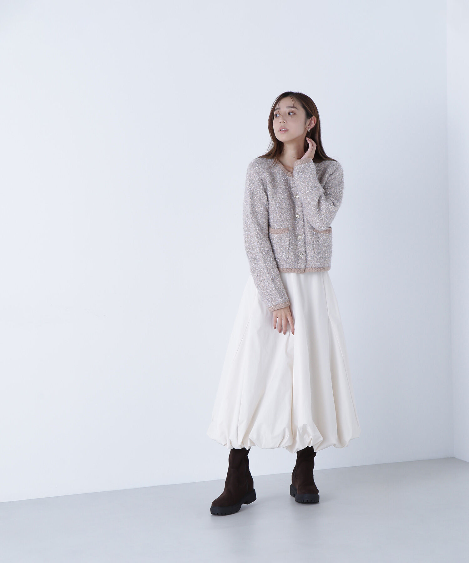  「ラメツイードニットジャケット」|ニット・セーター|