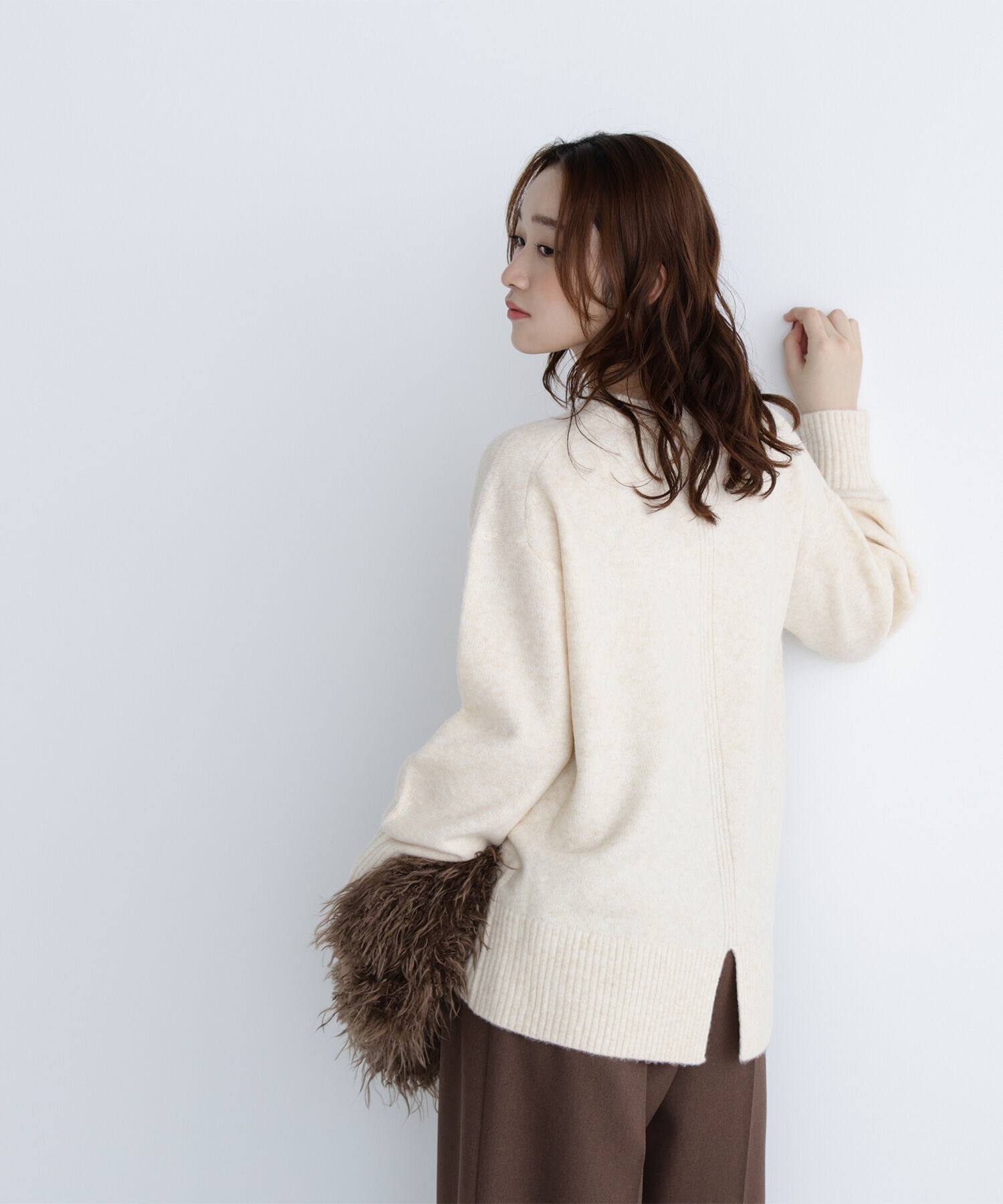  「バックスリットミドルニット」|ニット・セーター|ライトベージ