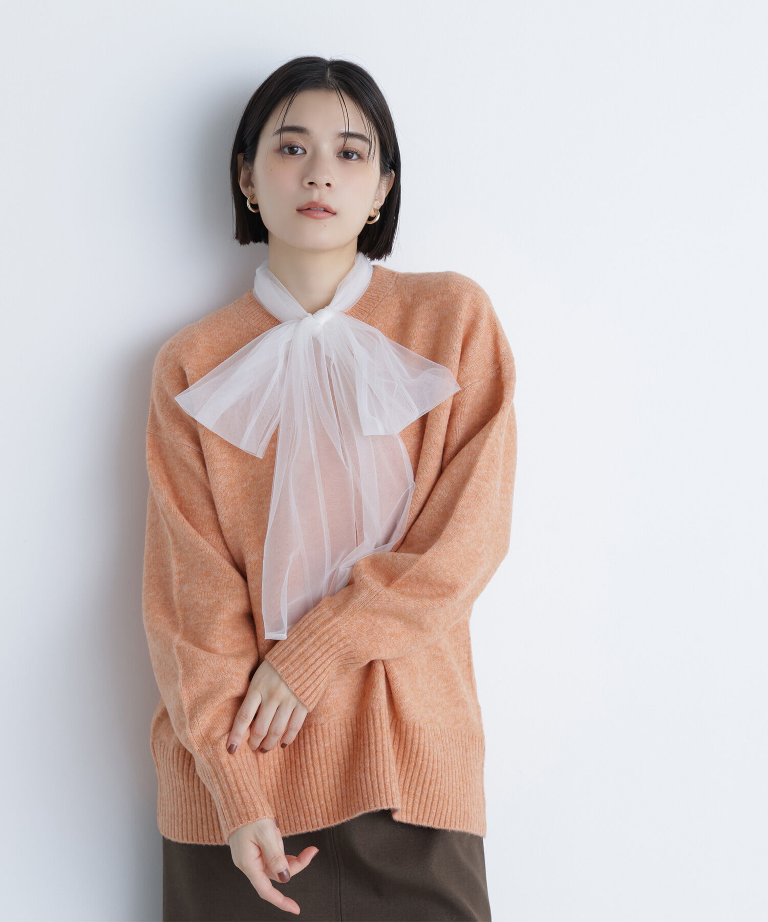  「バックスリットミドルニット」|ニット・セーター|アプリコット