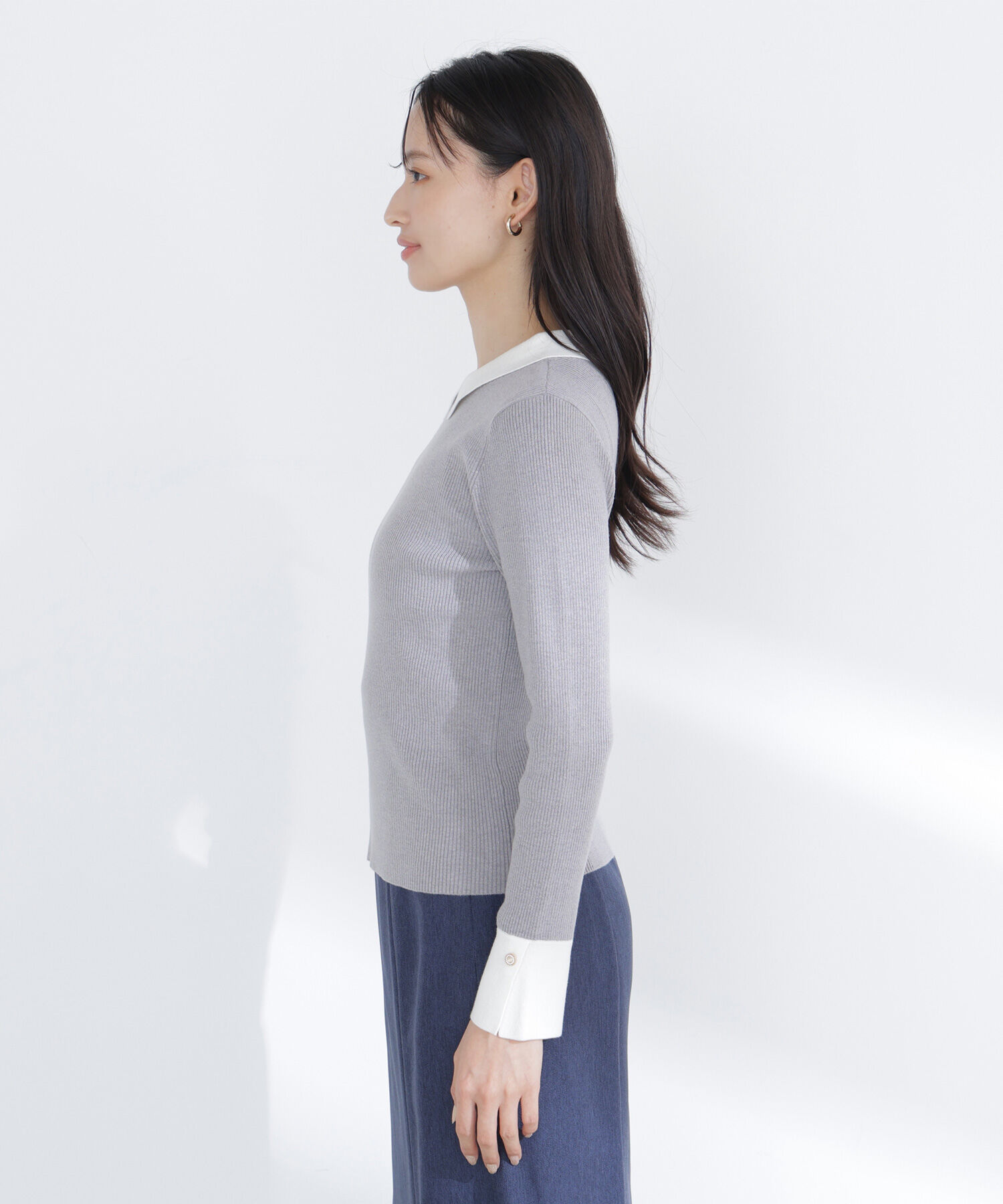  「襟付リブベーシックニット」|ニット・セーター|