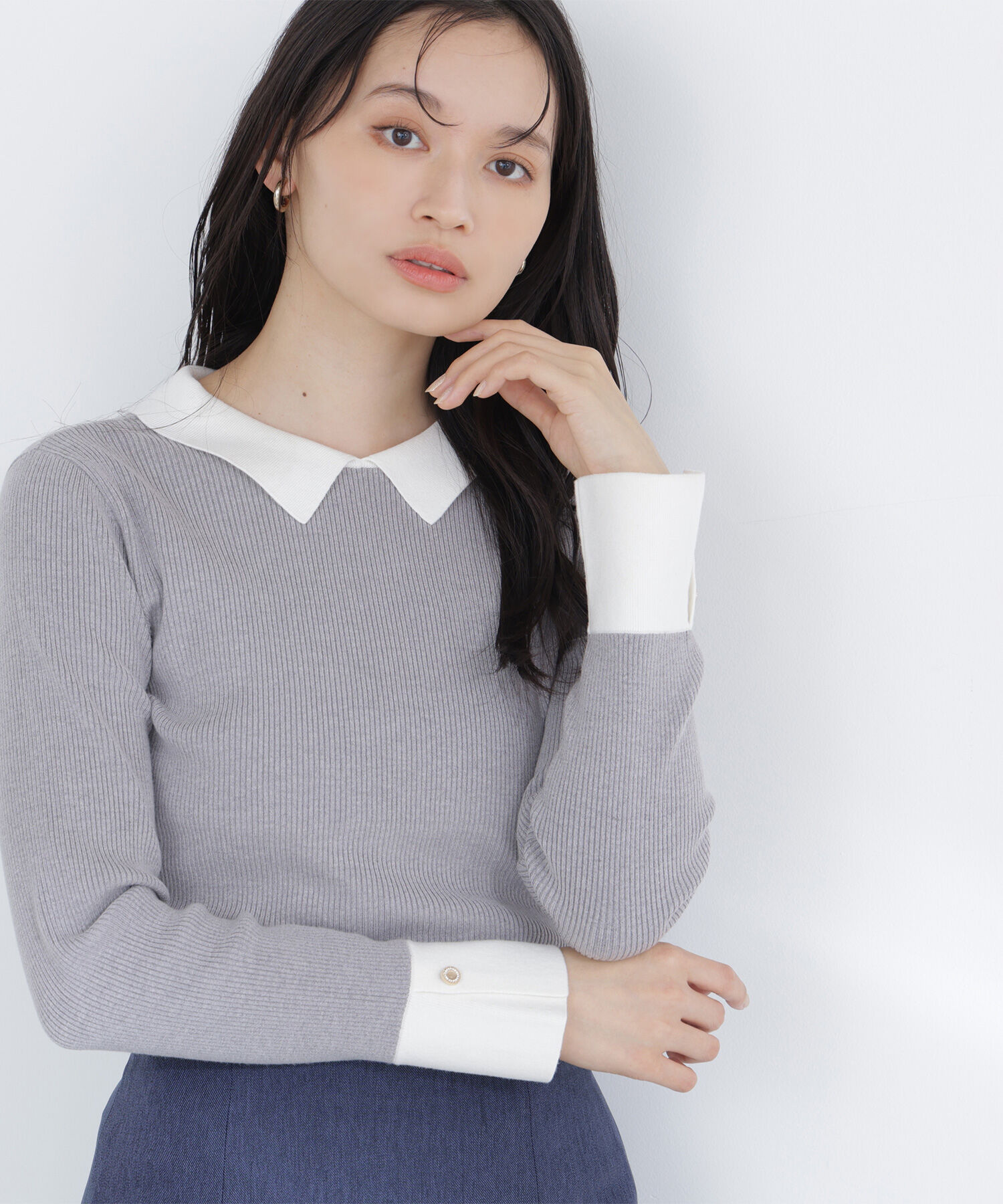  「襟付リブベーシックニット」|ニット・セーター|