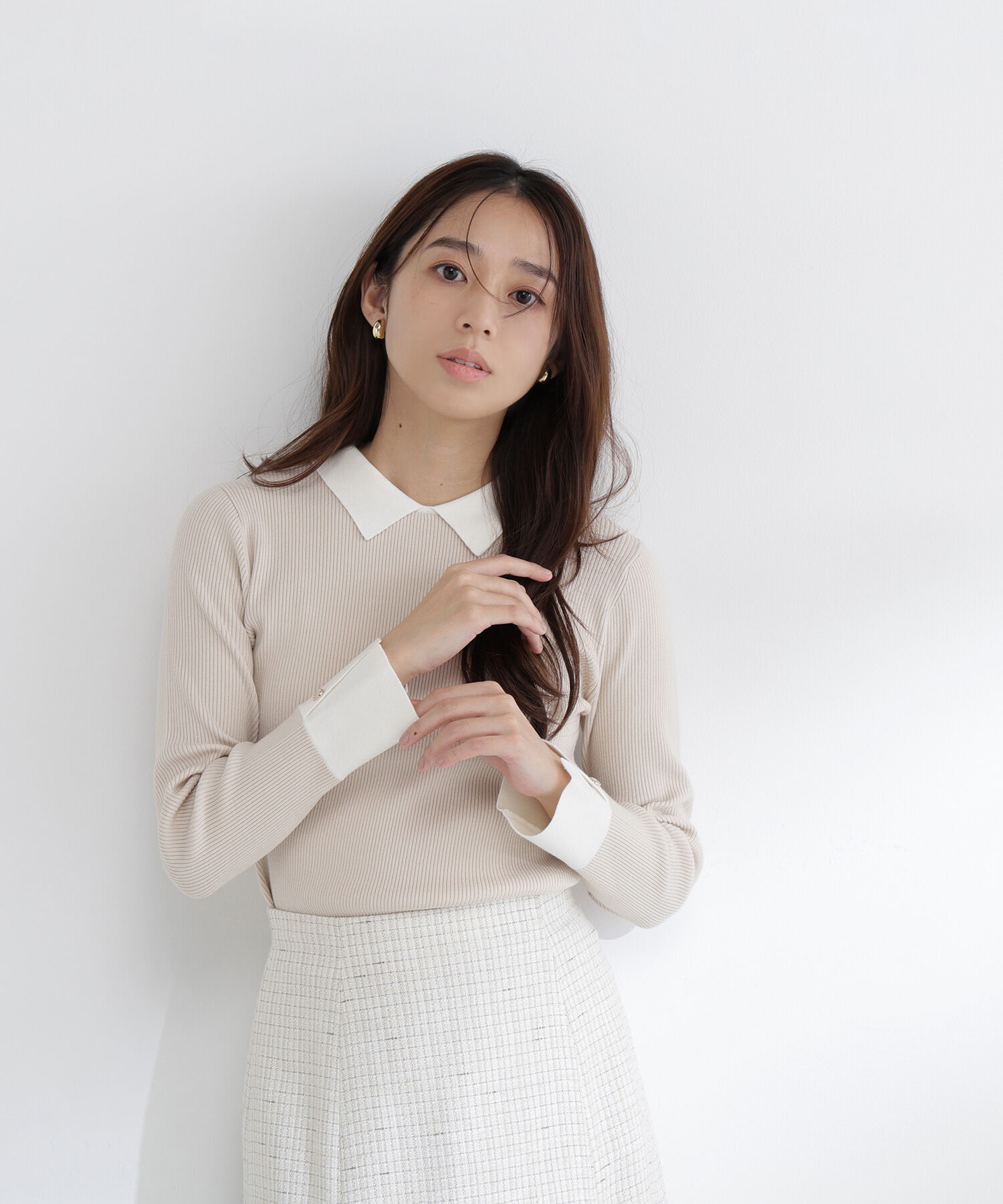  「襟付リブベーシックニット」|ニット・セーター|