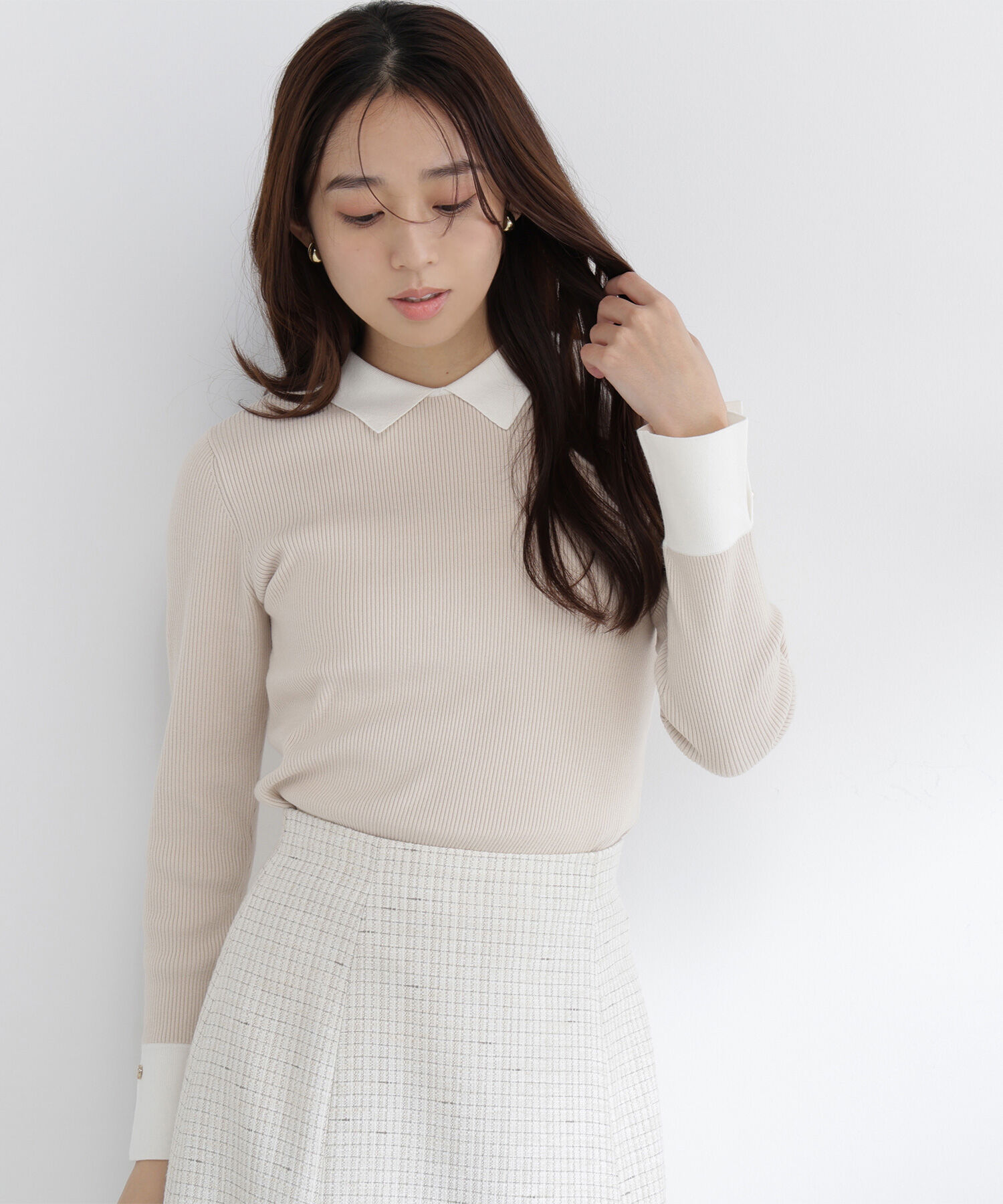  「襟付リブベーシックニット」|ニット・セーター|