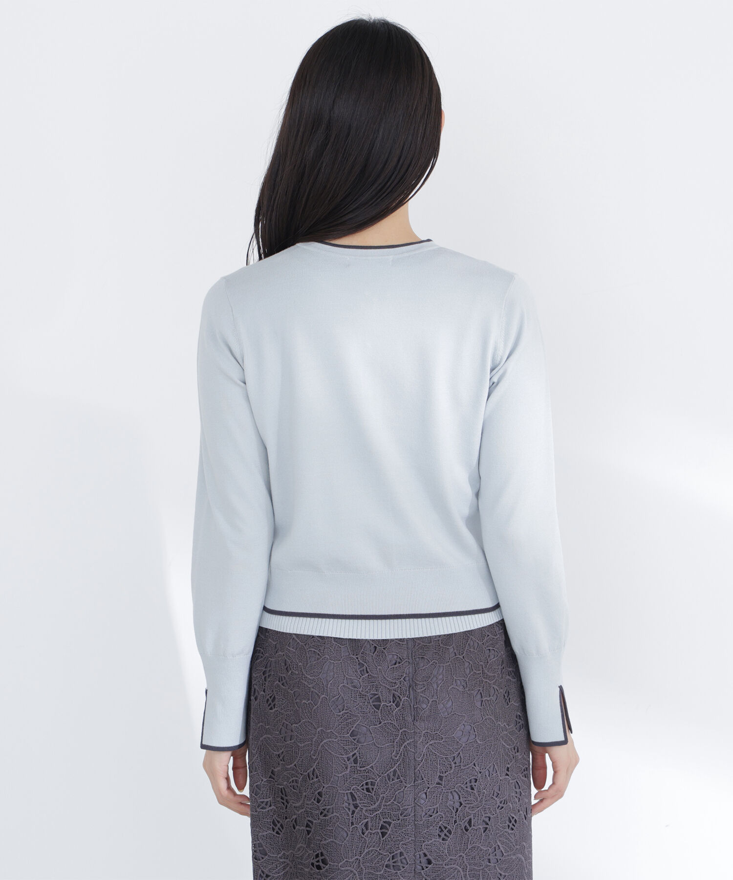  「クルミボタンバイカラーアンサンブル」|ニット・セーター|