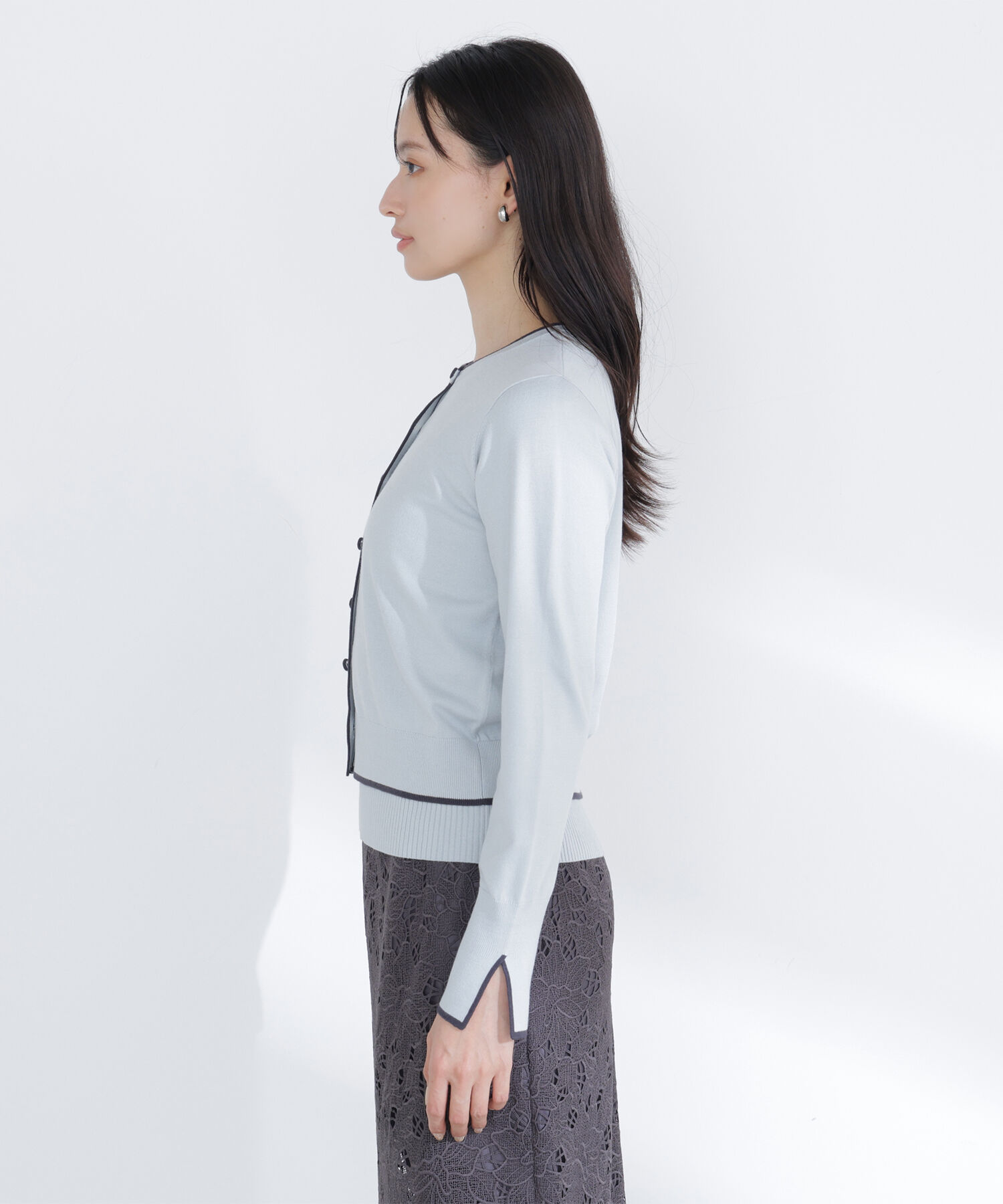  「クルミボタンバイカラーアンサンブル」|ニット・セーター|