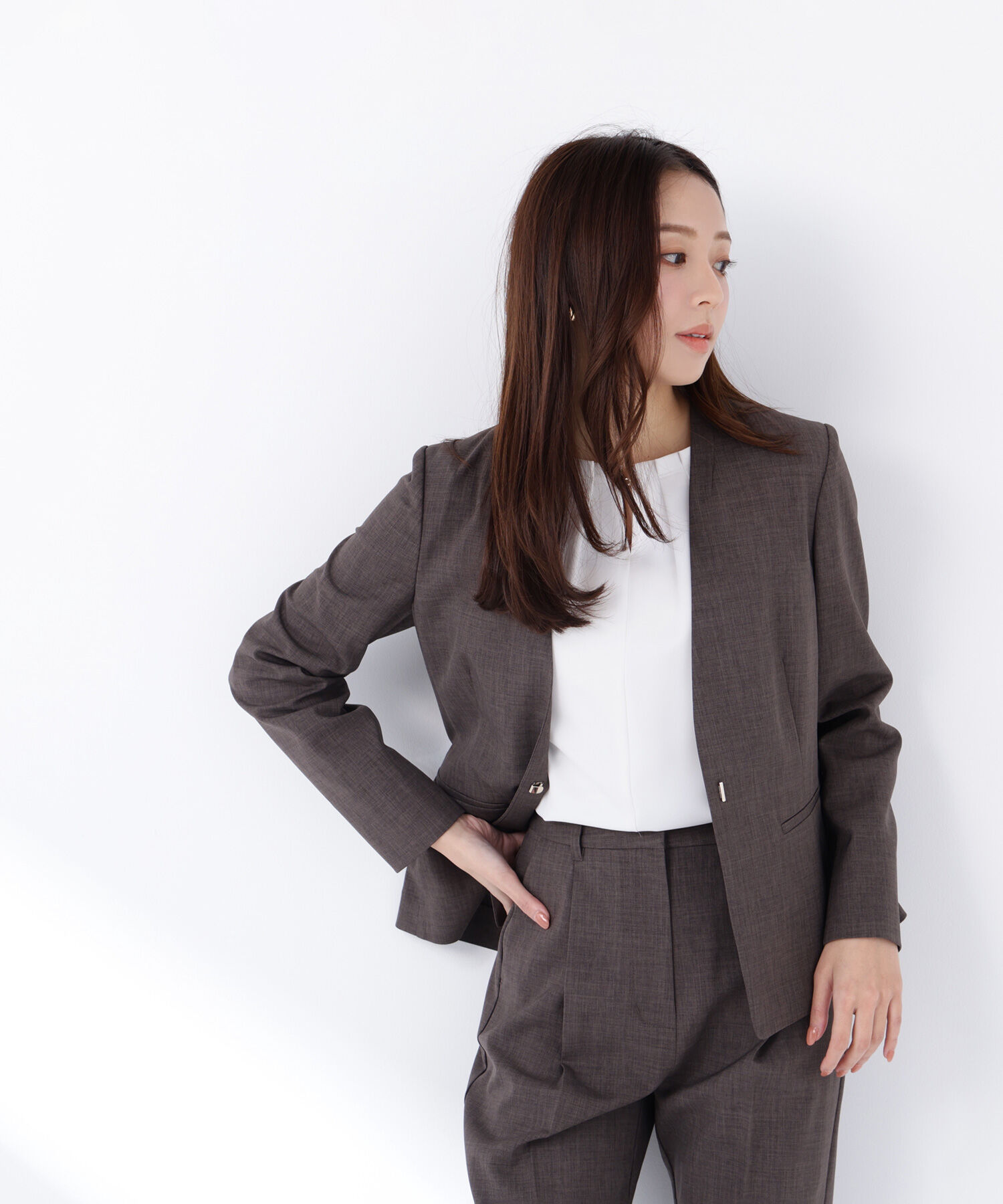  「リネンライク SETUP ノーカラージャケット」|その他|