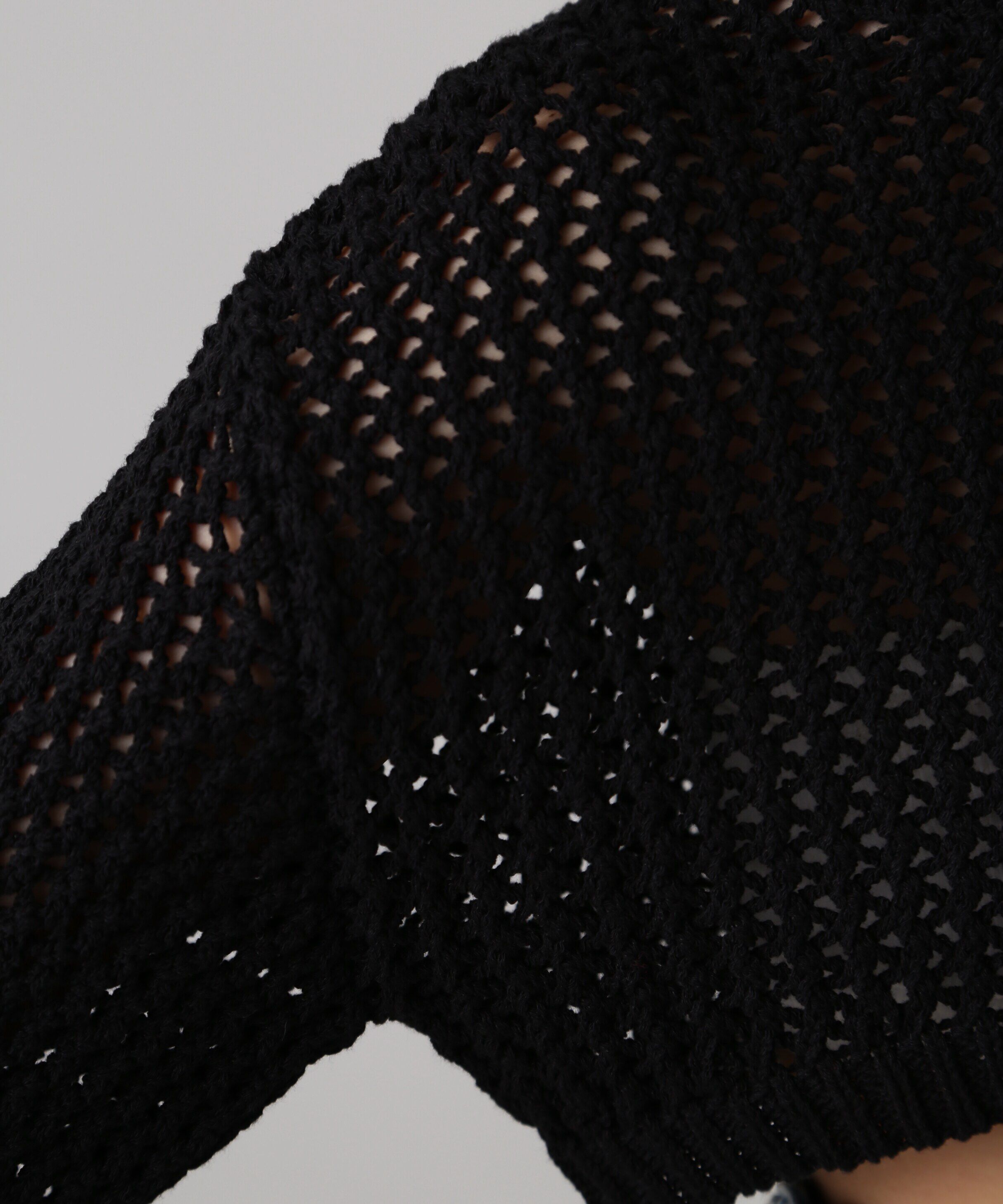  「ショート丈メッシュニットプルオーバー」|ニット・セーター|