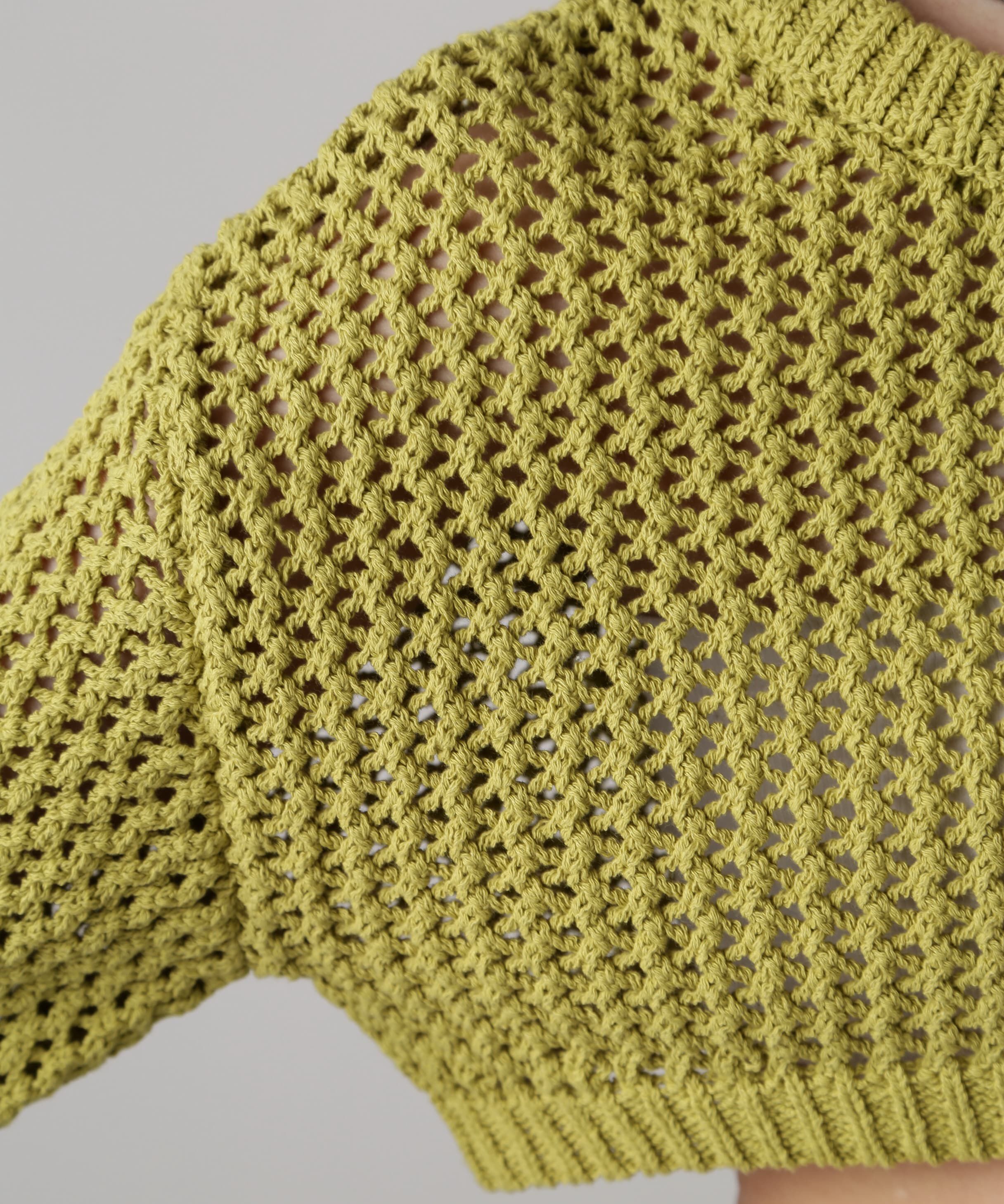  「ショート丈メッシュニットプルオーバー」|ニット・セーター|