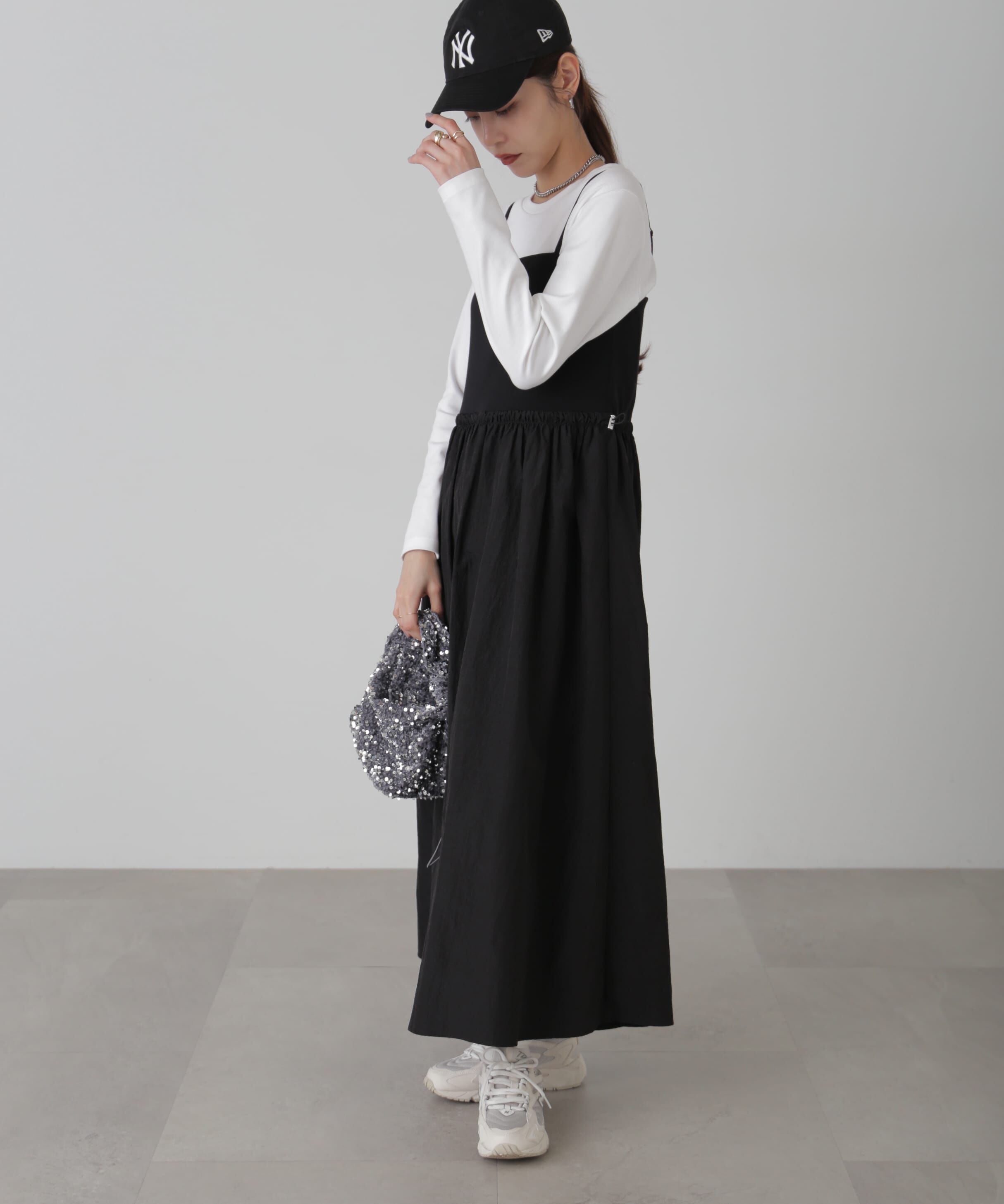  「異素材ドッキングキャミワンピース」|ワンピース|