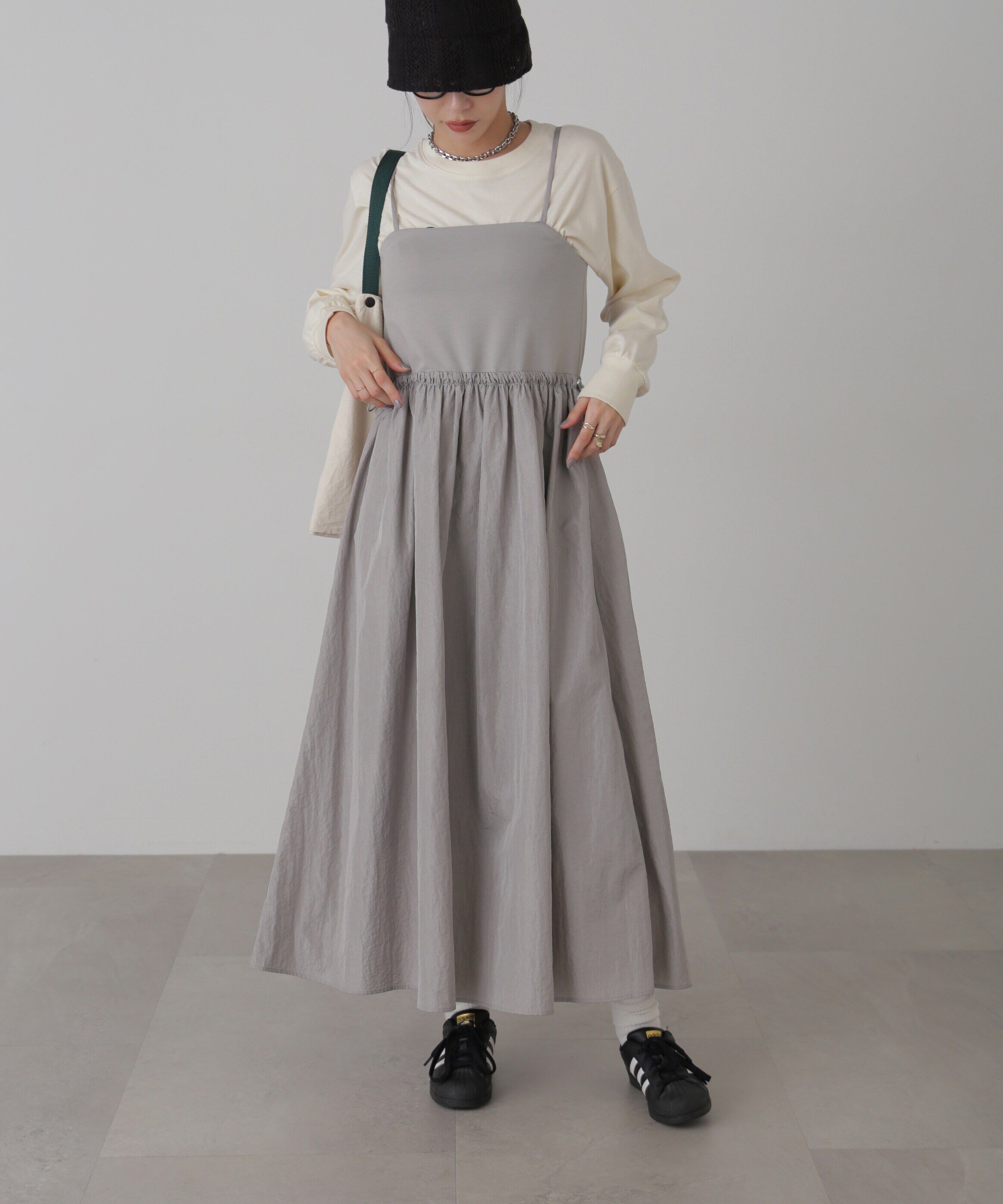  「異素材ドッキングキャミワンピース」|ワンピース|