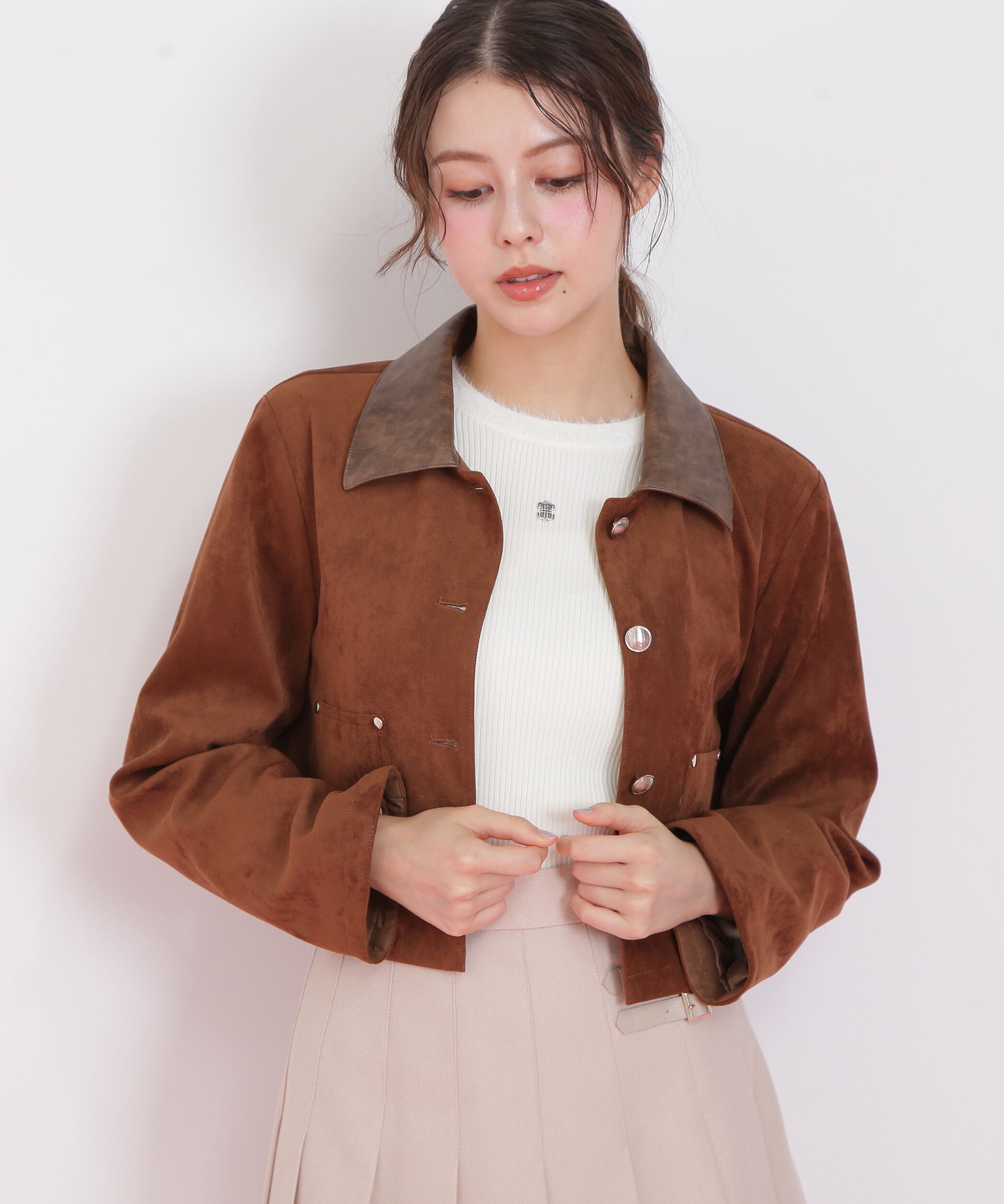  「フェイクスエード短丈ブルゾン」|その他|