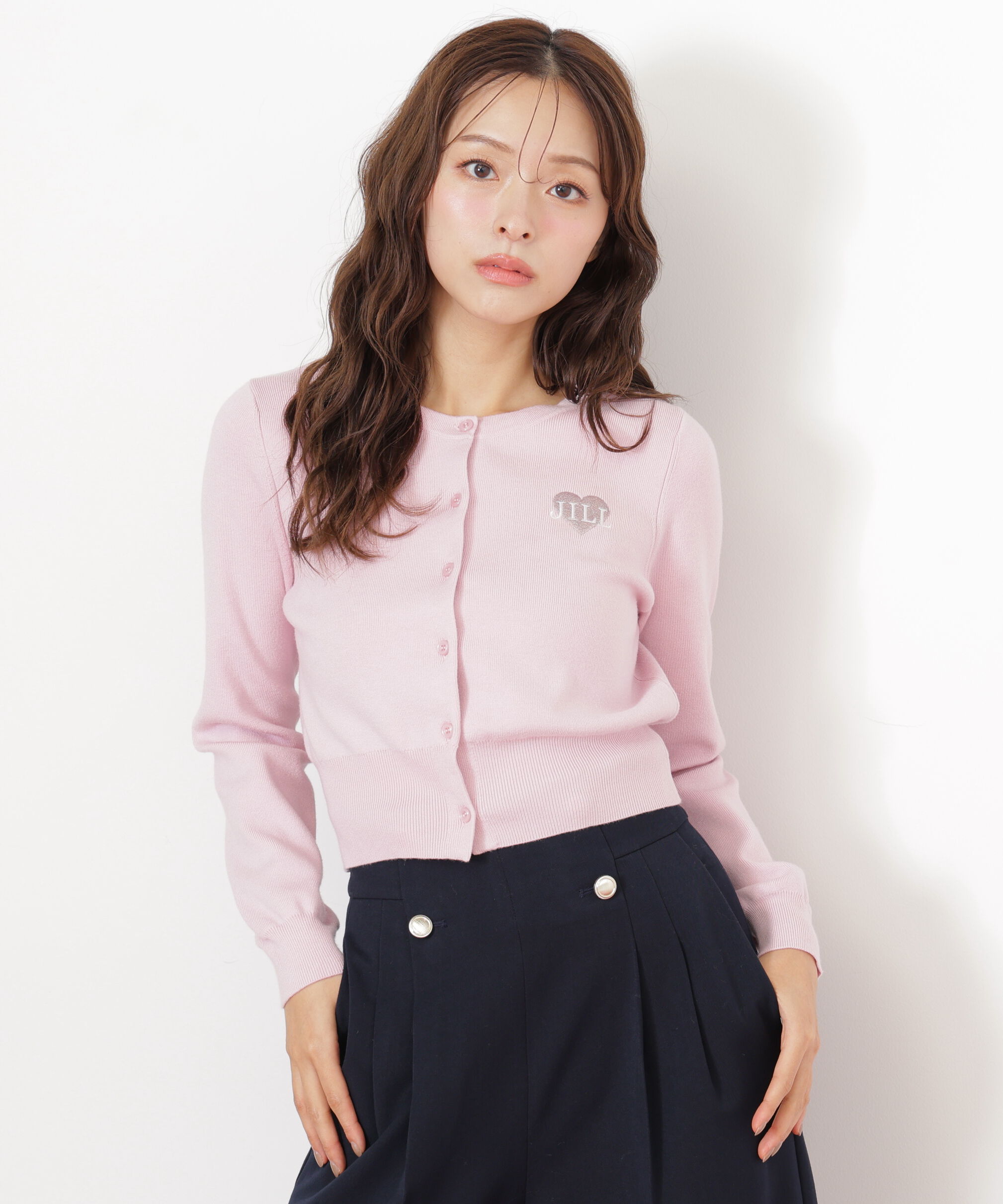  「ハート刺繍カラーカーディガン」|ニット・セーター|