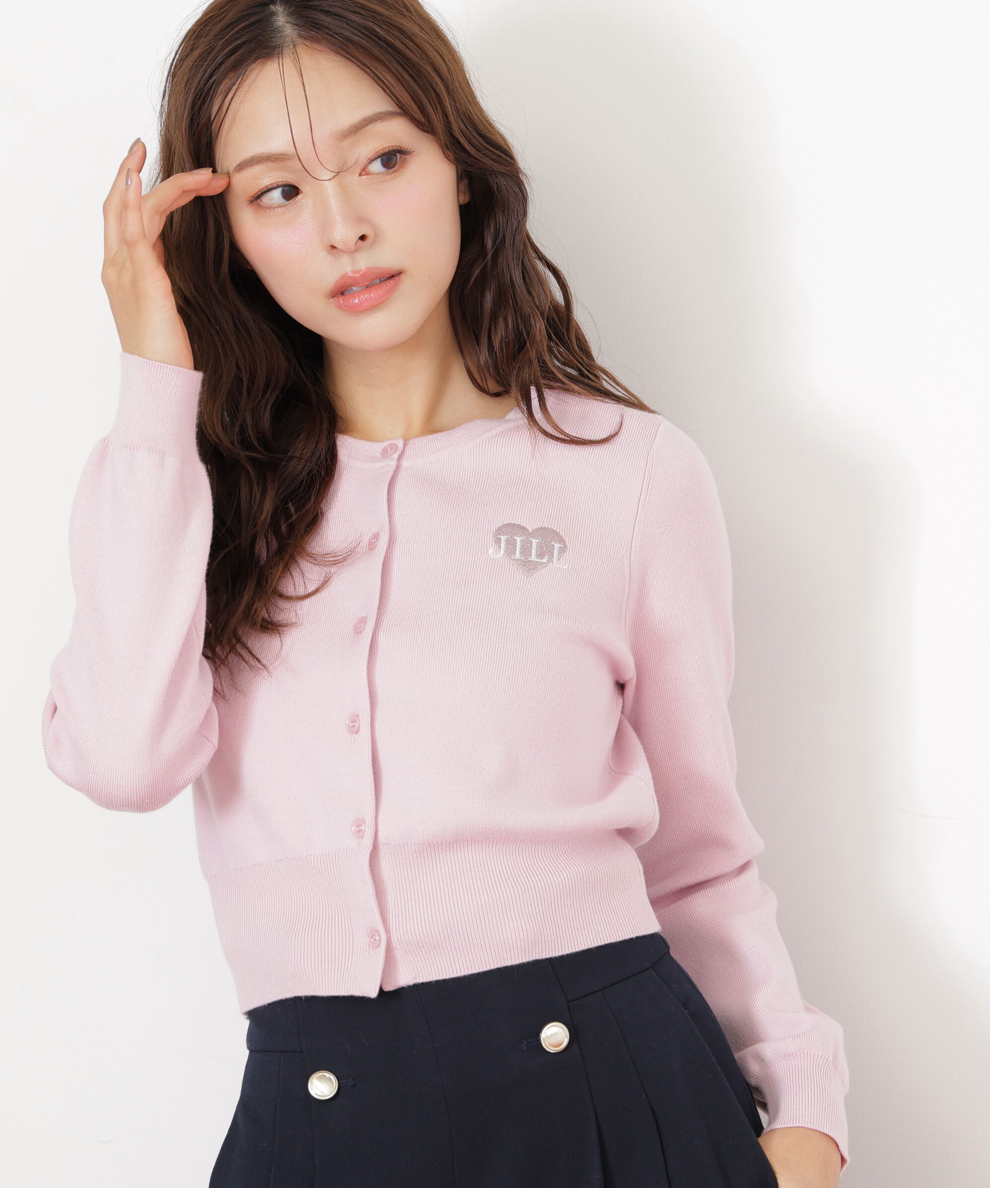  「ハート刺繍カラーカーディガン」|ニット・セーター|