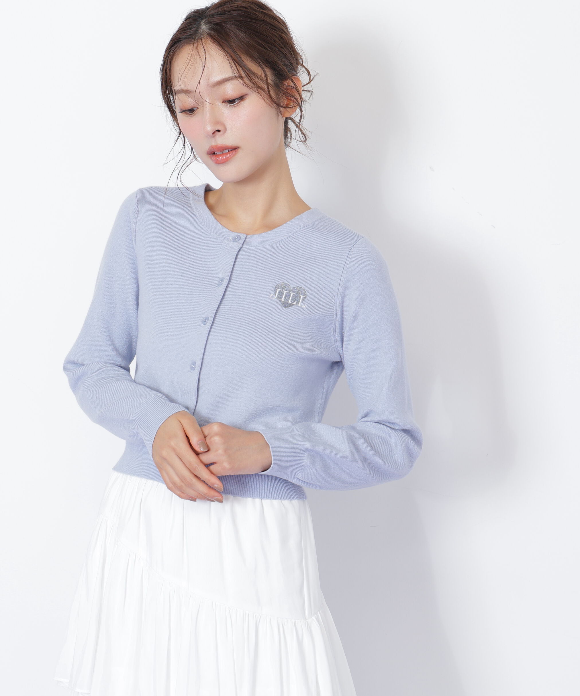  「ハート刺繍カラーカーディガン」|ニット・セーター|