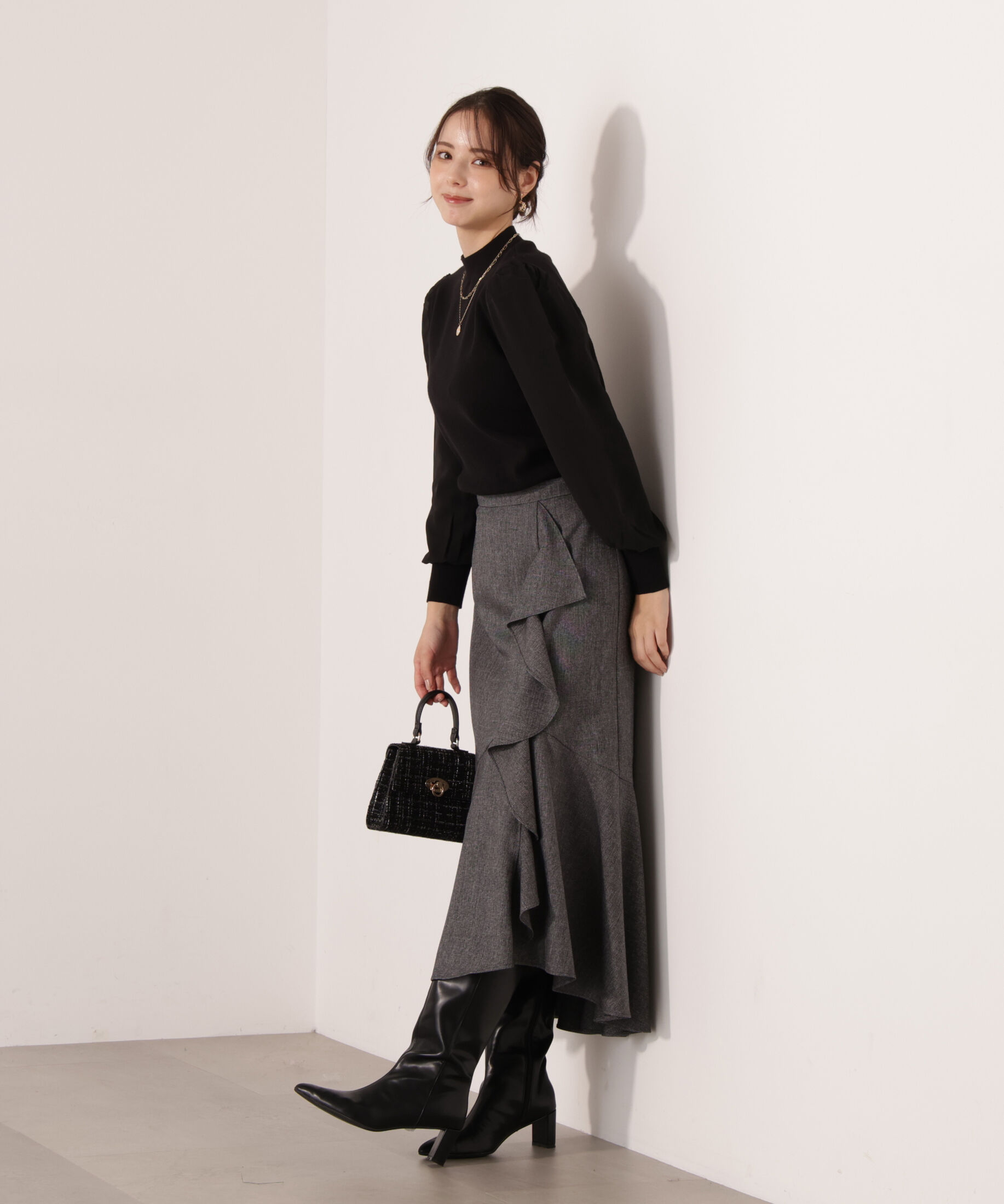 PROPORTION BODY DRESSING「シフォンスリーブニットトップス　25AW」|ニット・セーター|