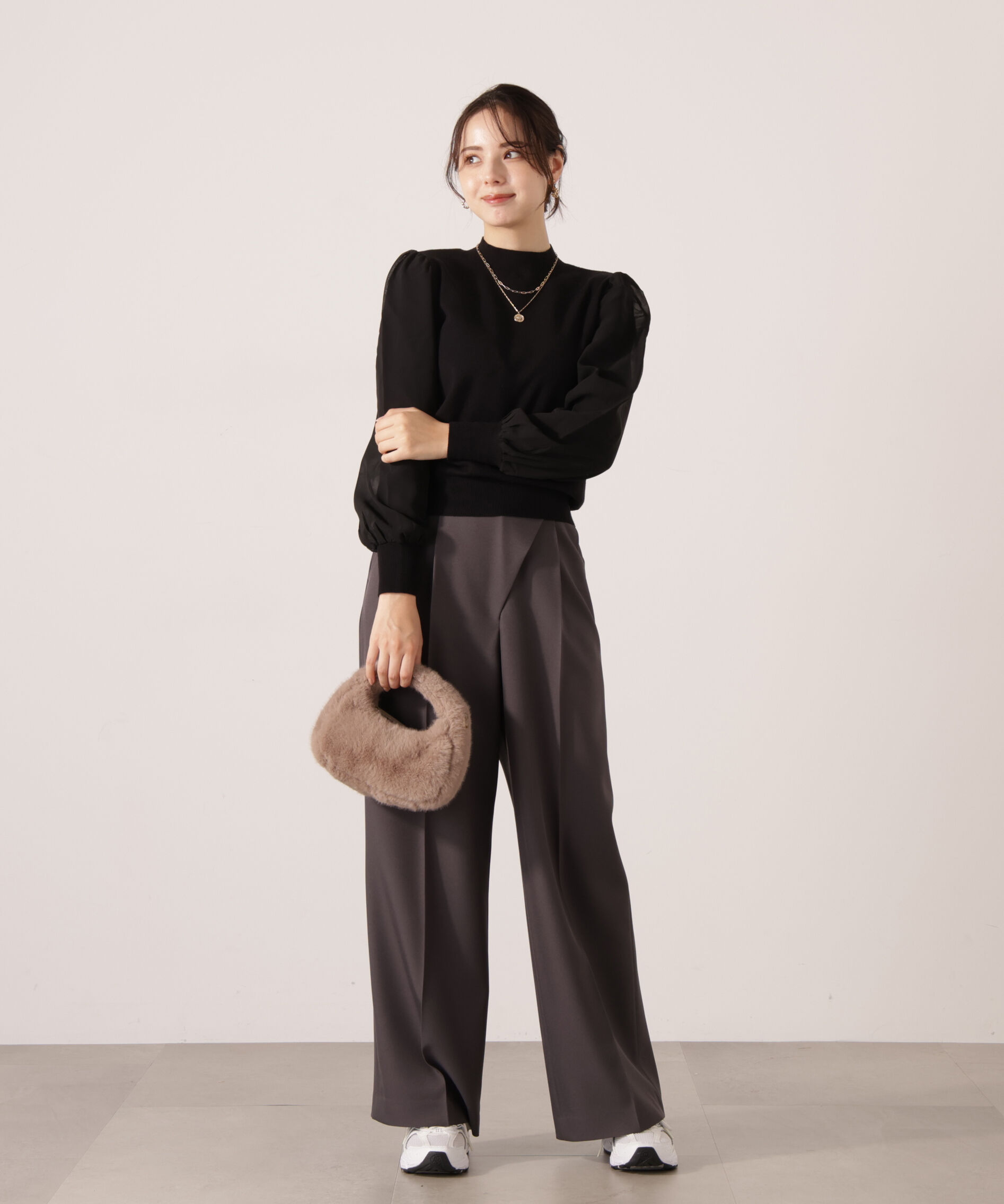 PROPORTION BODY DRESSING「シフォンスリーブニットトップス　25AW」|ニット・セーター|