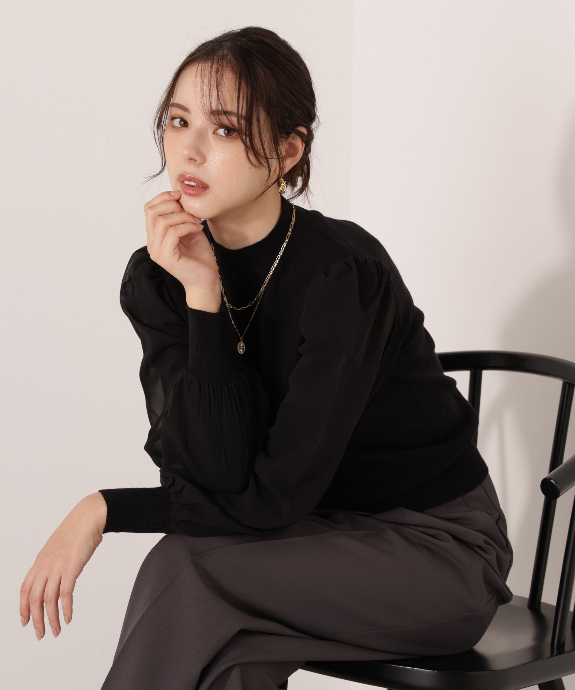 PROPORTION BODY DRESSING「シフォンスリーブニットトップス　25AW」|ニット・セーター|