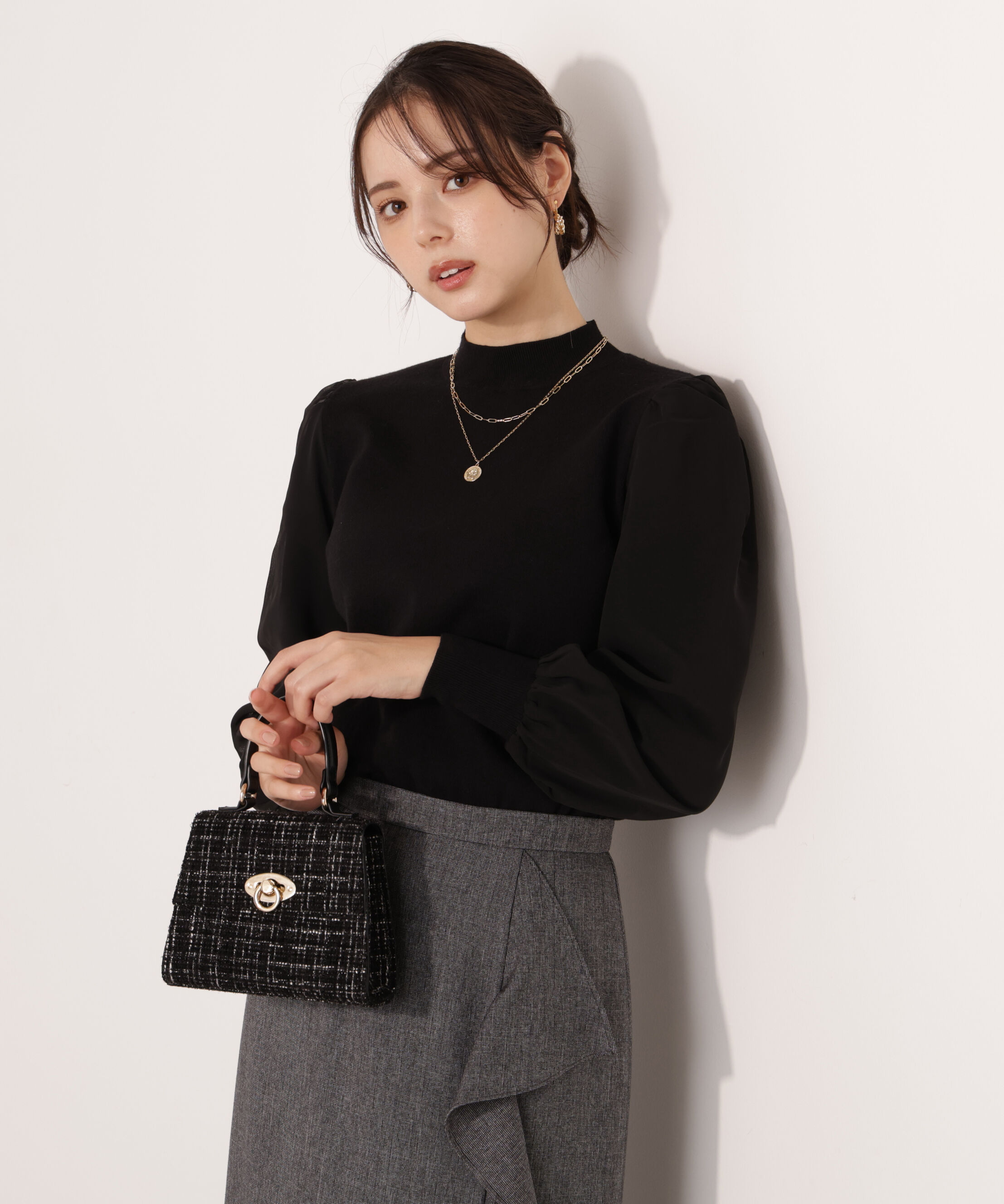 PROPORTION BODY DRESSING「シフォンスリーブニットトップス　25AW」|ニット・セーター|