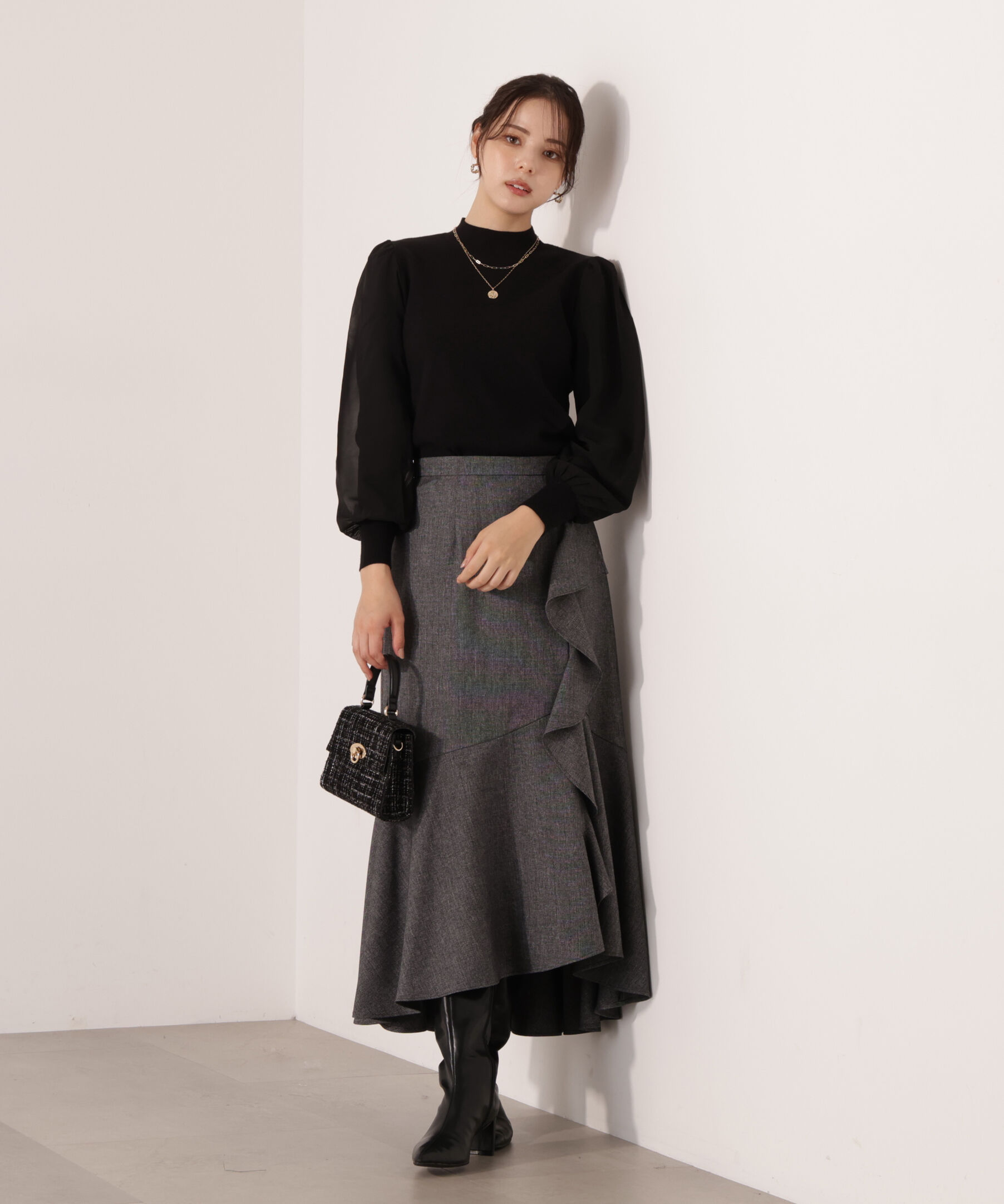 PROPORTION BODY DRESSING「シフォンスリーブニットトップス　25AW」|ニット・セーター|