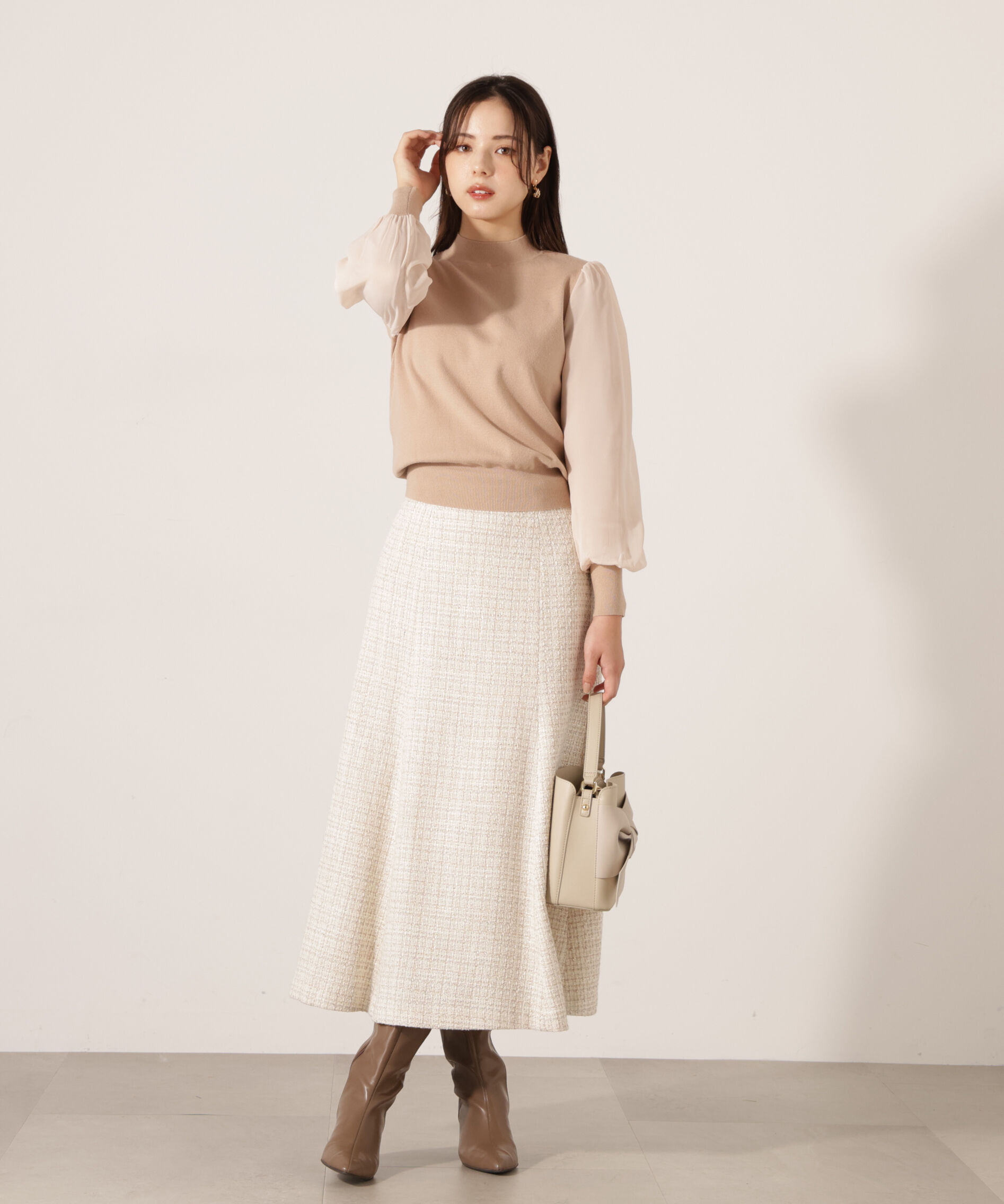 PROPORTION BODY DRESSING「シフォンスリーブニットトップス　25AW」|ニット・セーター|