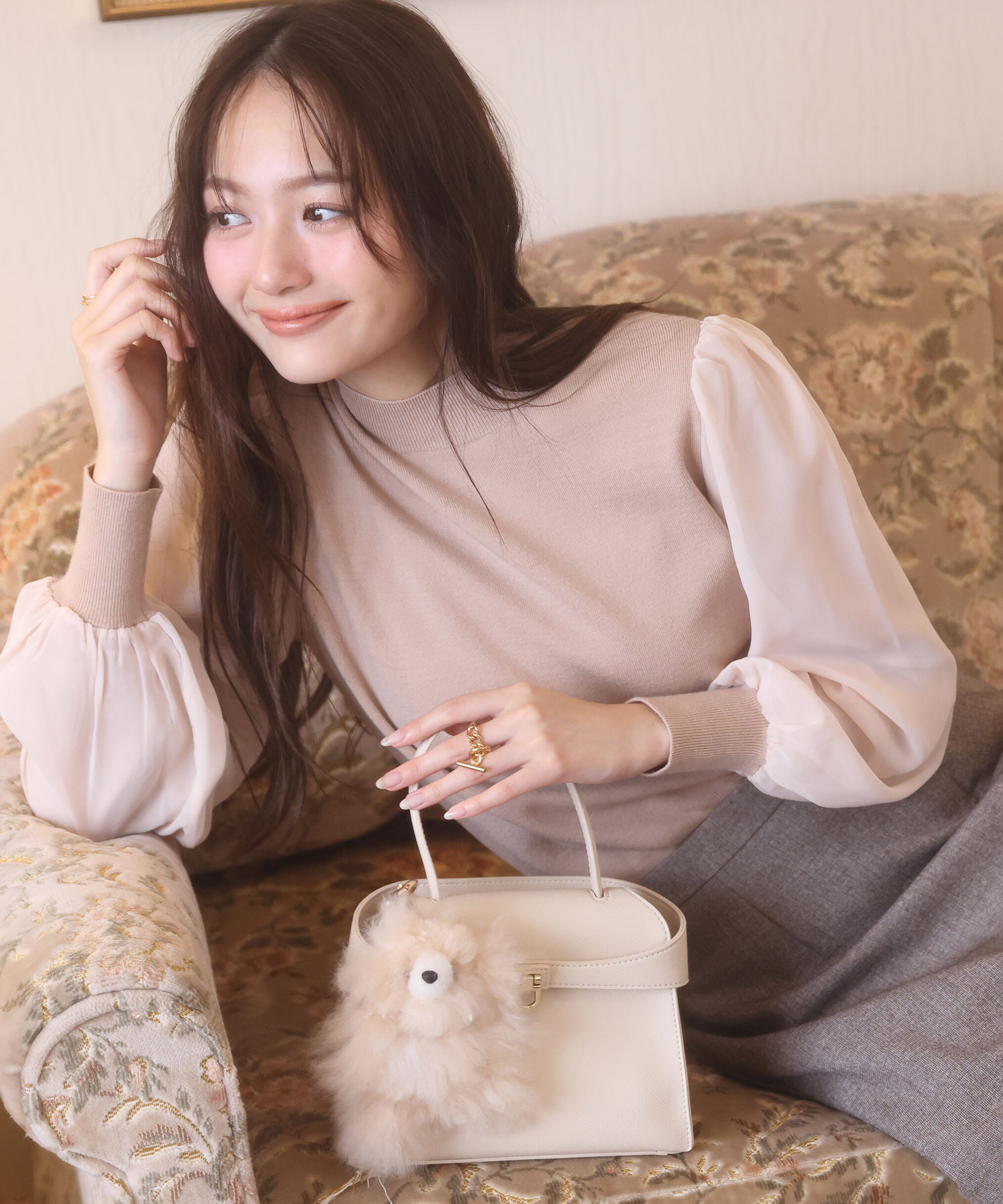 PROPORTION BODY DRESSING「シフォンスリーブニットトップス　25AW」|ニット・セーター|