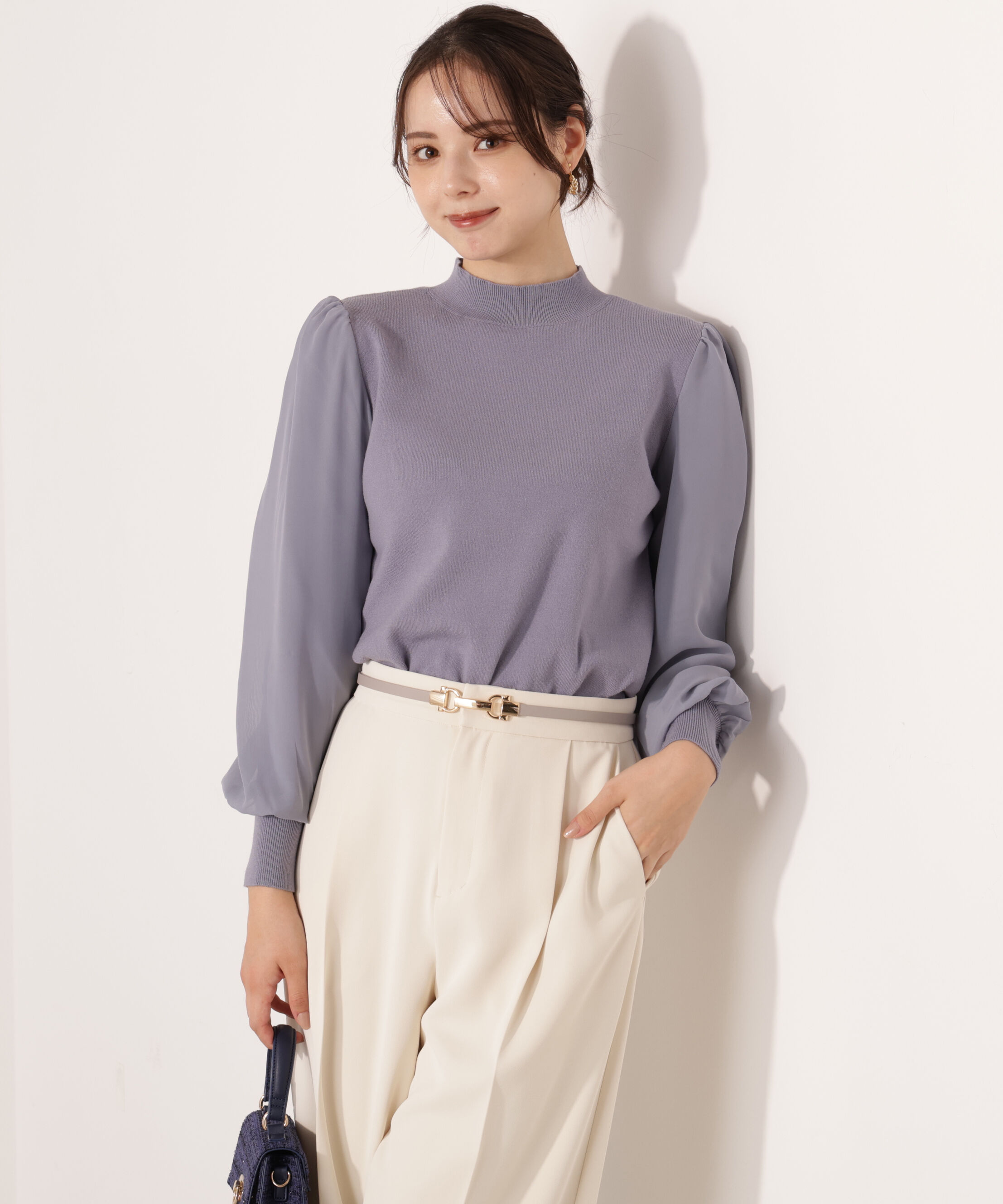 PROPORTION BODY DRESSING「シフォンスリーブニットトップス　25AW」|ニット・セーター|