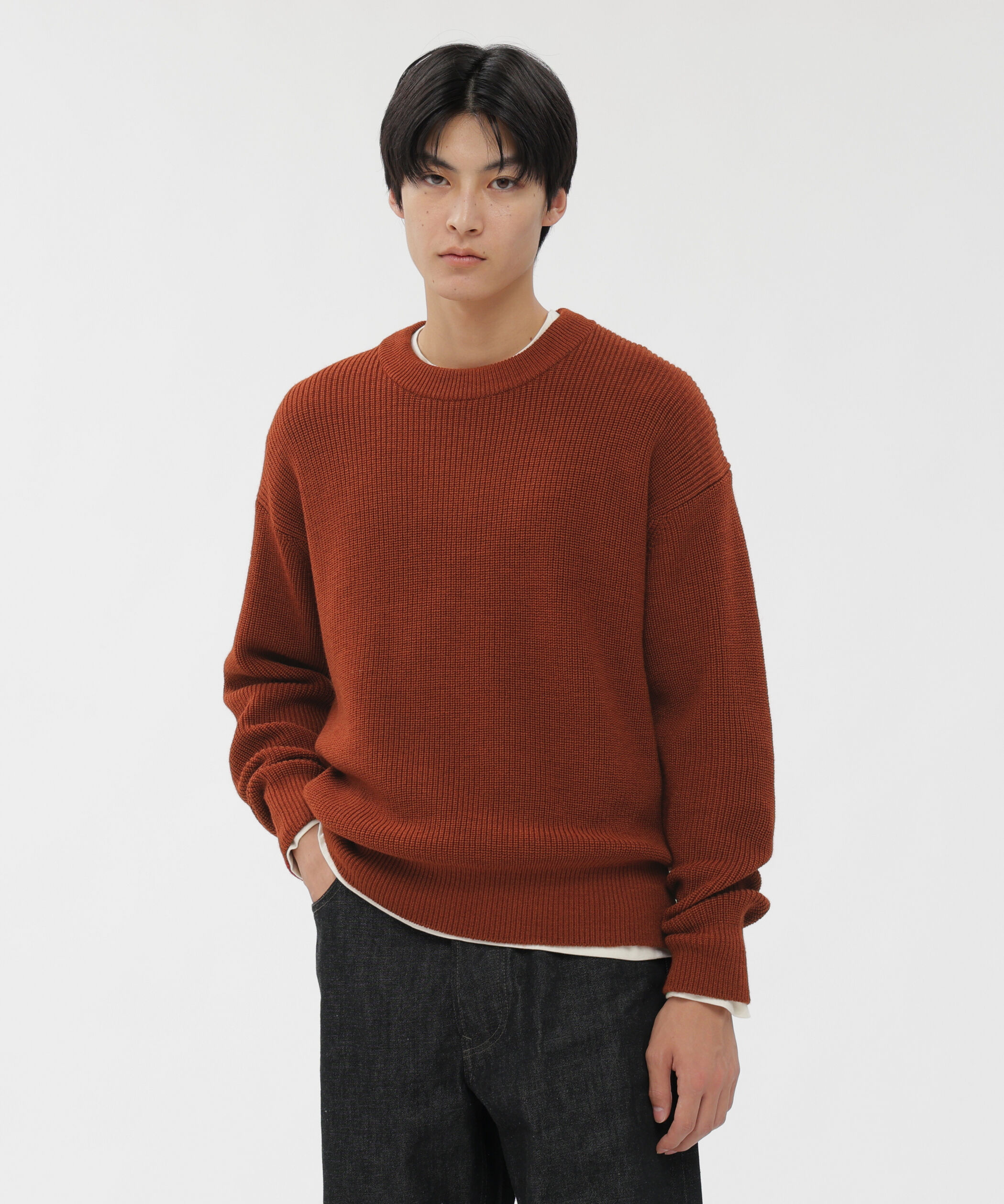 MARGARET HOWELL「MERINO WOOL KNITWEAR」|ニット・セーター|RED