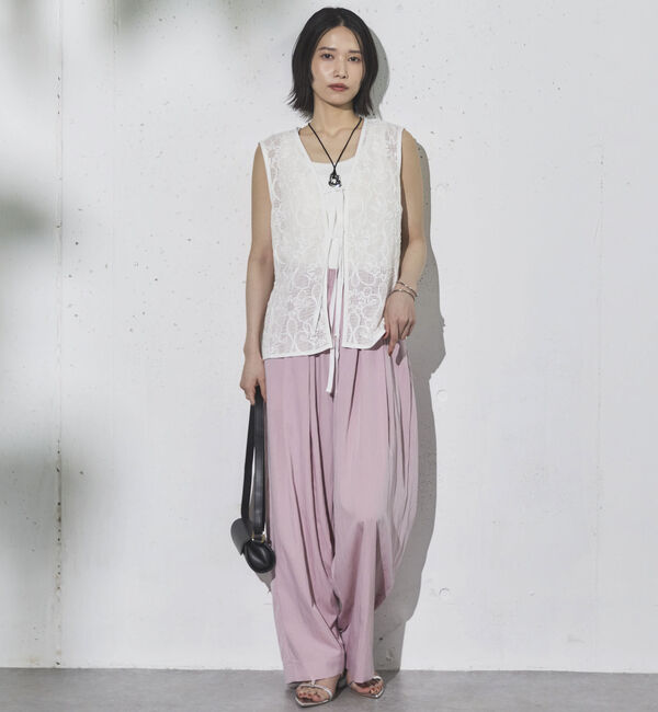 Doux archives「コードレースメッシュベスト」|テーラードジャケット|