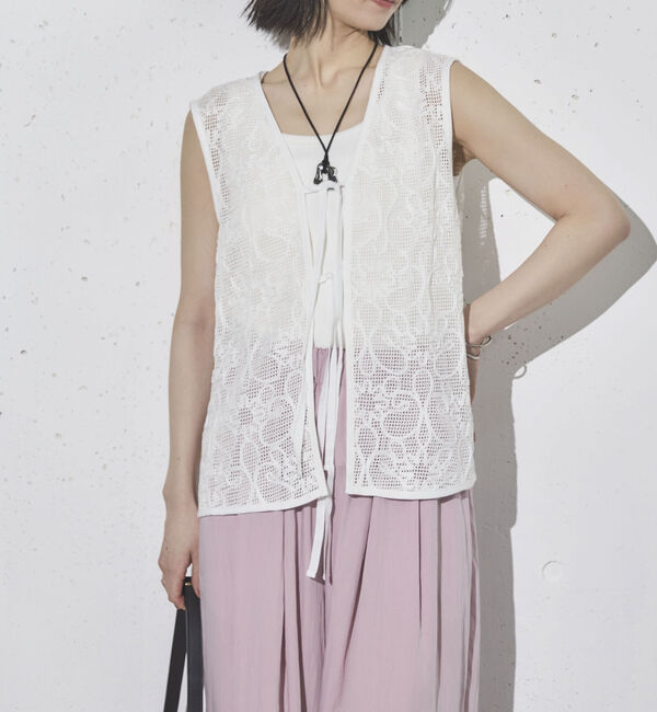 Doux archives「コードレースメッシュベスト」|テーラードジャケット|