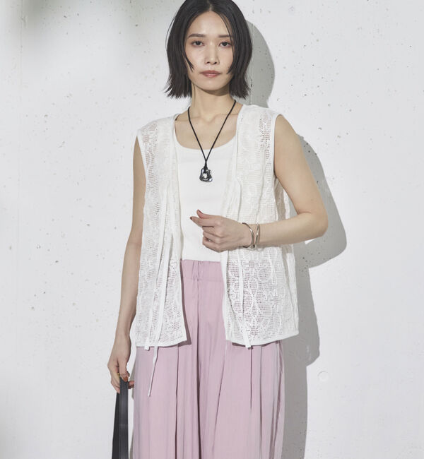 Doux archives「コードレースメッシュベスト」|テーラードジャケット|