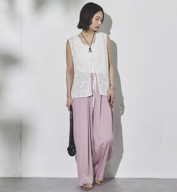 Doux archives「コードレースメッシュベスト」|テーラードジャケット|