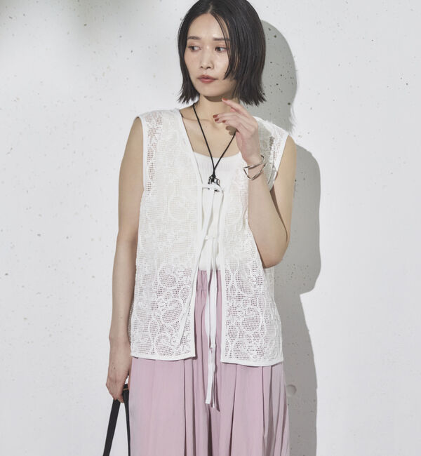 Doux archives「コードレースメッシュベスト」|テーラードジャケット|