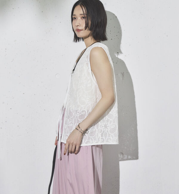 Doux archives「コードレースメッシュベスト」|テーラードジャケット|