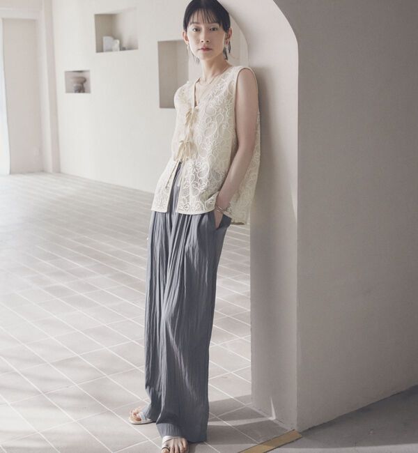 Doux archives「コードレースメッシュベスト」|テーラードジャケット|