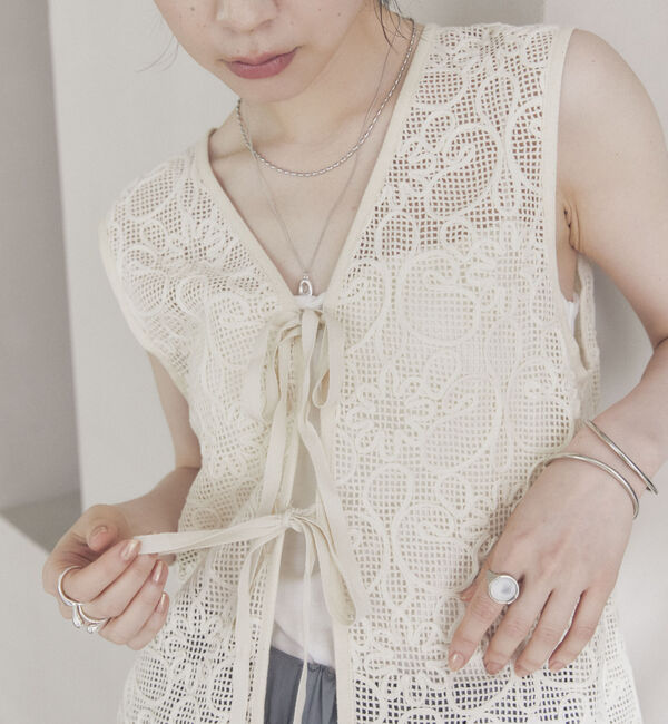 Doux archives「コードレースメッシュベスト」|テーラードジャケット|