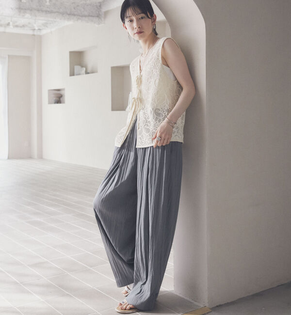 Doux archives「コードレースメッシュベスト」|テーラードジャケット|