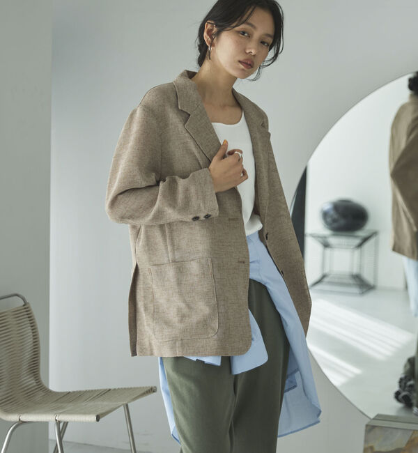 Doux archives「カラミツイードメッシュジャケット」|テーラードジャケット|BEIGE