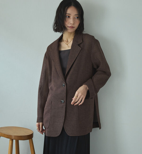 Doux archives「カラミツイードメッシュジャケット」|テーラードジャケット|BROWN