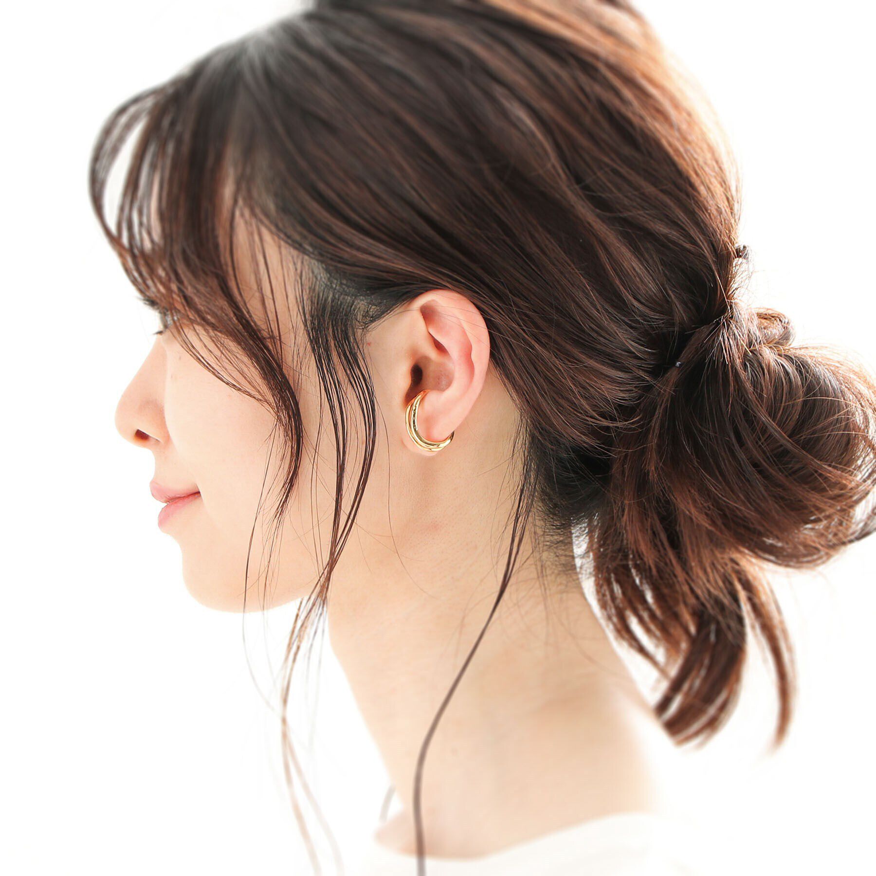 COCOSHNIK「シルバー ダブルフープS字 イヤーカフ」|イヤリング|