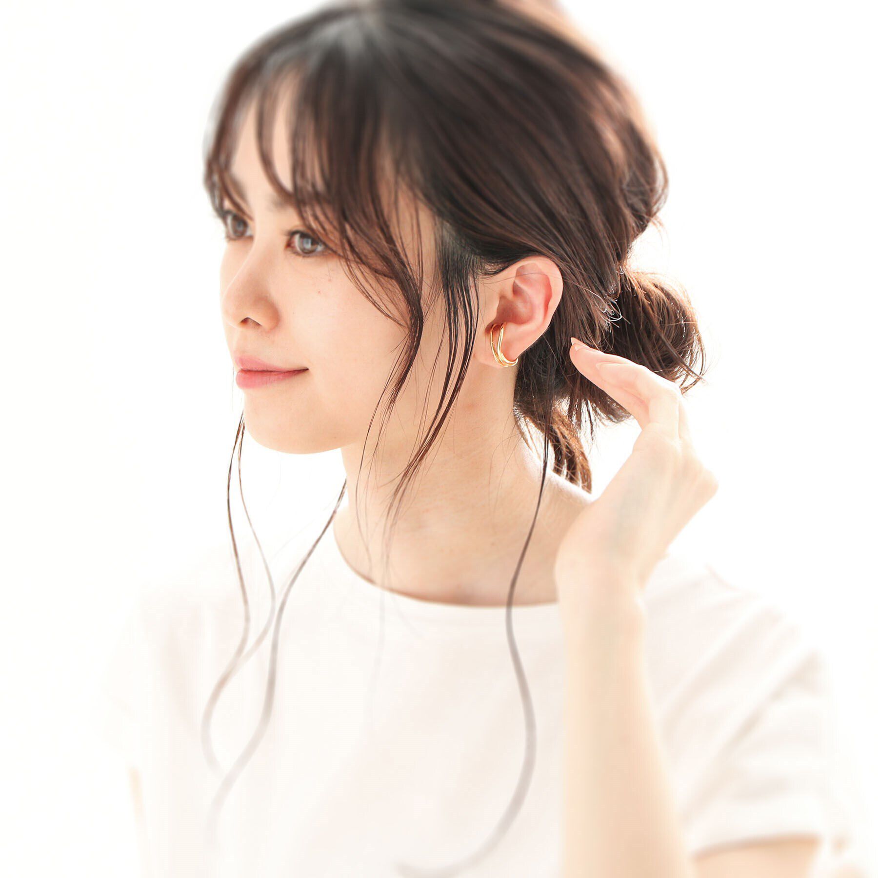 COCOSHNIK「シルバー ダブルフープS字 イヤーカフ」|イヤリング|