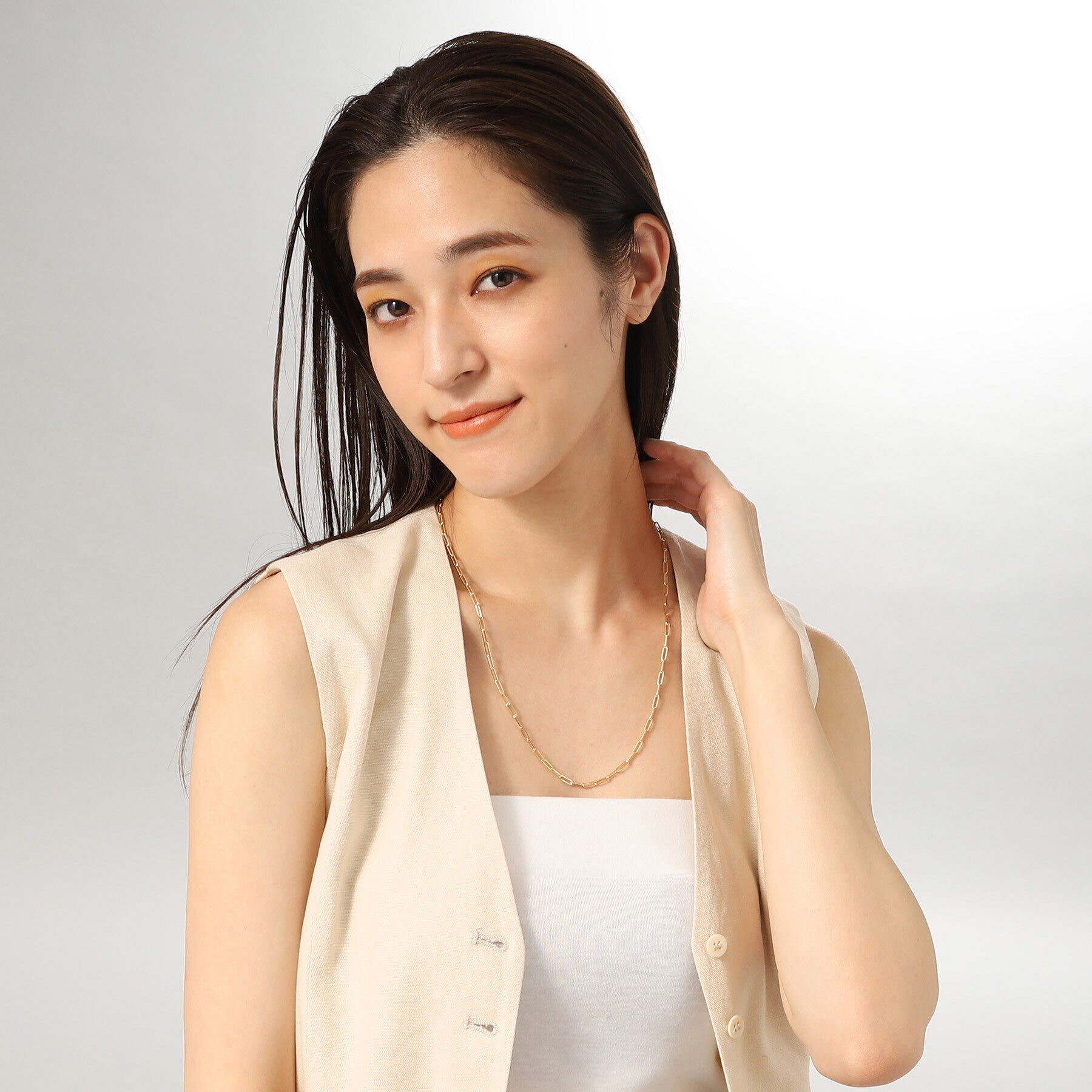 COCOSHNIK「K18中空イタリアングメットネックレスS（55cm）」|ネックレス|